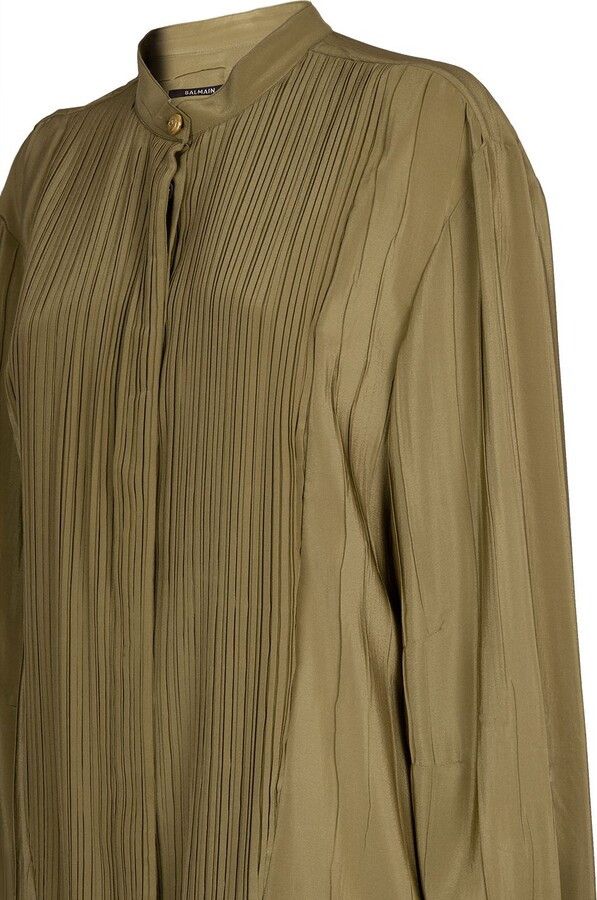 Balmain o1y0625 Solid Color Shirt in Military Green Size XS / US 0-2 / IT 36-38 - 4 Thumbnail