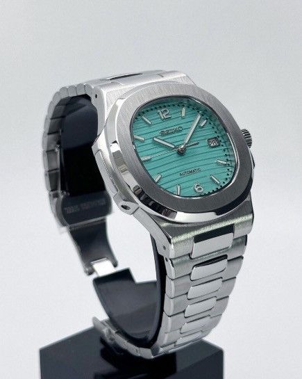 Japanese Brand Seiko Mod Nautilus Tiffany Blue Dial Steel Watch NH35 41mm Size ONE SIZE - 6 Thumbnail