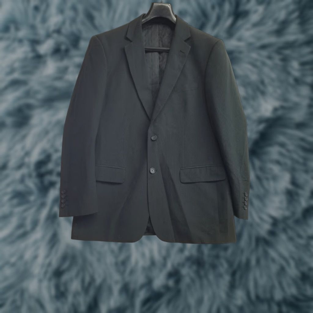 En Noir Renoir Men’s 40R Slim Fit Two-Button Notch Lapel Black Wool Suit Jacket Blazer Regular Size 40r Size 40R - 1 Thumbnail