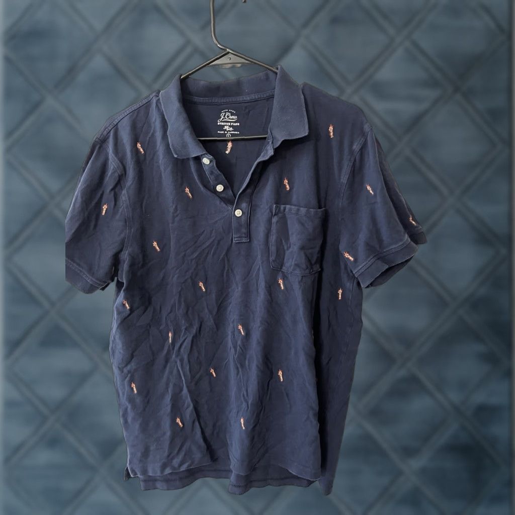 J.Crew VINTAGE J.CREW Polo Shirt Navy Blue Embroidered Large Slim Men’s L Blue Embroidered 90s Polo Mens Size US L / EU 52-54 / 3 - 1 Thumbnail