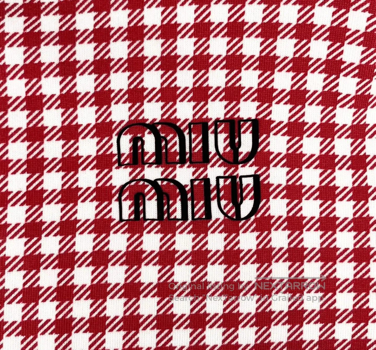 Miu Miu Miu Miu White Red Houndstooth Logo Sweatshirt. Size S / US 4 / IT 40 - 5 Thumbnail