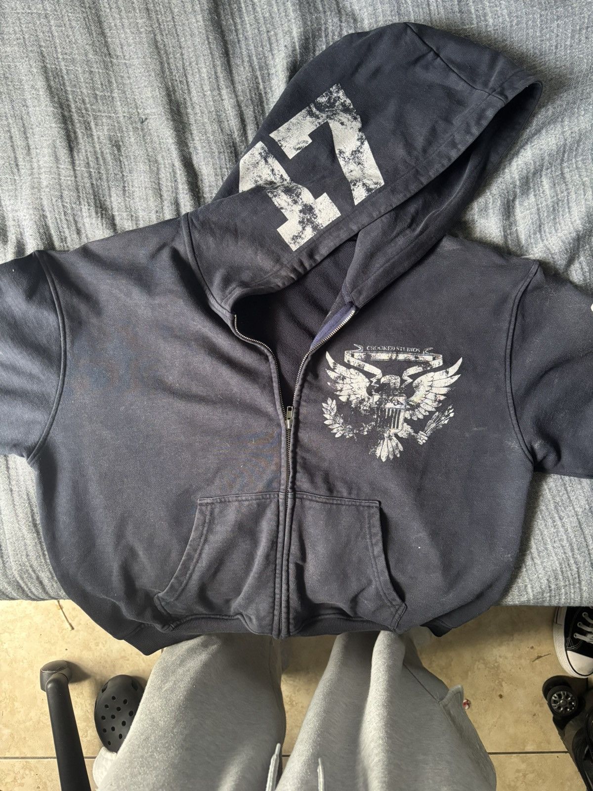Other “Crooked Studios” Vintage Navy Blue Zip-up Hoodie Size US M / EU 48-50 / 2 - 2 Thumbnail