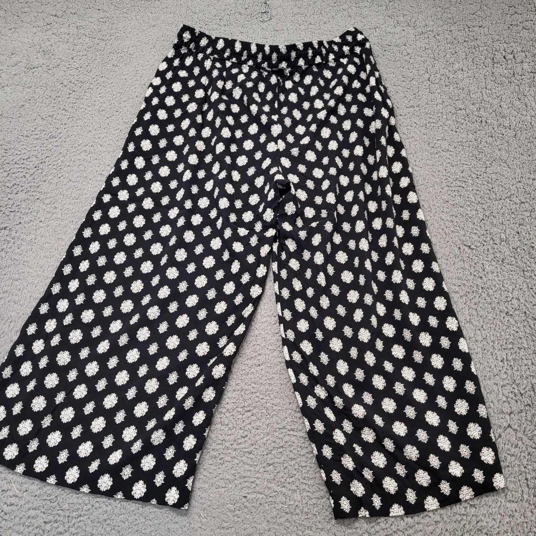 Vintage Artisan NY Pants Women's XL Black Herringbone Pattern Wide-Leg Casual Yoga Comfort Pants Womens XL Black Pattern Harem Wide Leg Size 40" / US 18 - 3 Thumbnail