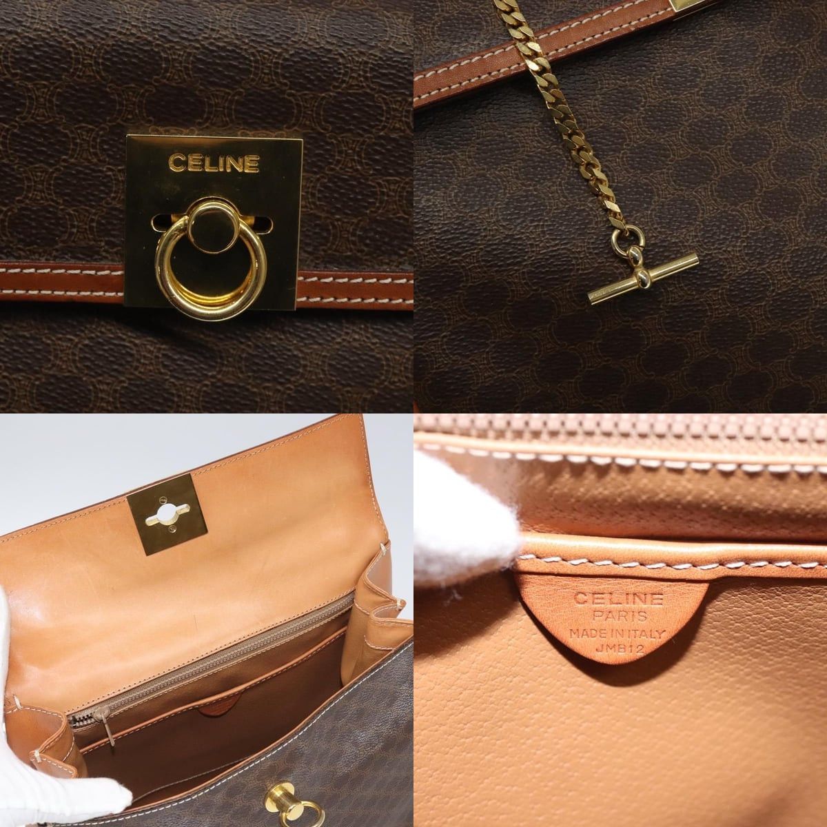 Celine CELINE Macadam Canvas Hand Bag Pvc Brown Gold Size ONE SIZE - 11 Thumbnail