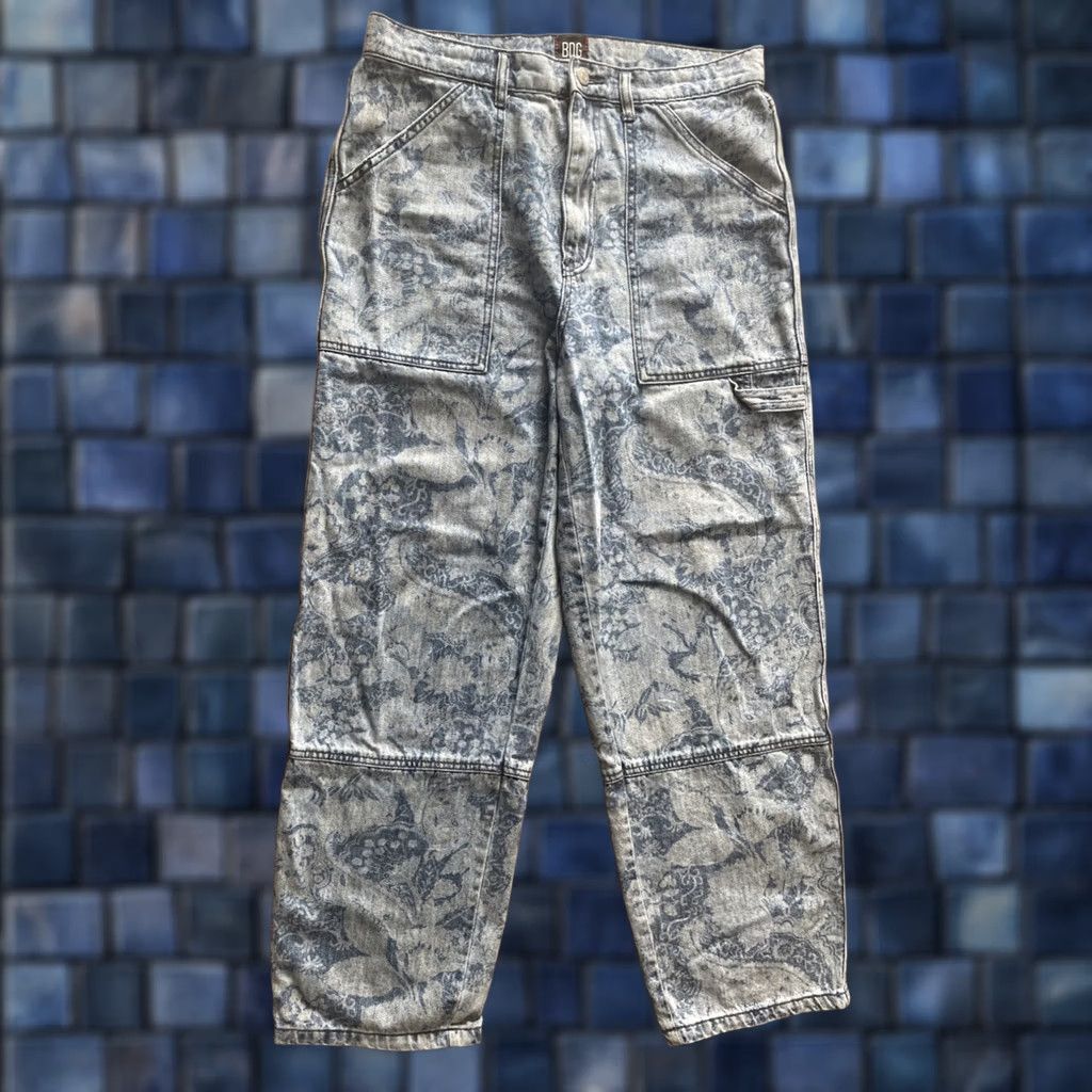 Bdg BDG Jeans: Urban High Rise Baggy Carpenter Paisley Denim Women Size 31 34x30 Blue 100% Cotton Rise High Inseam 30 Size 24" / US 00 / IT 34 - 1 Thumbnail