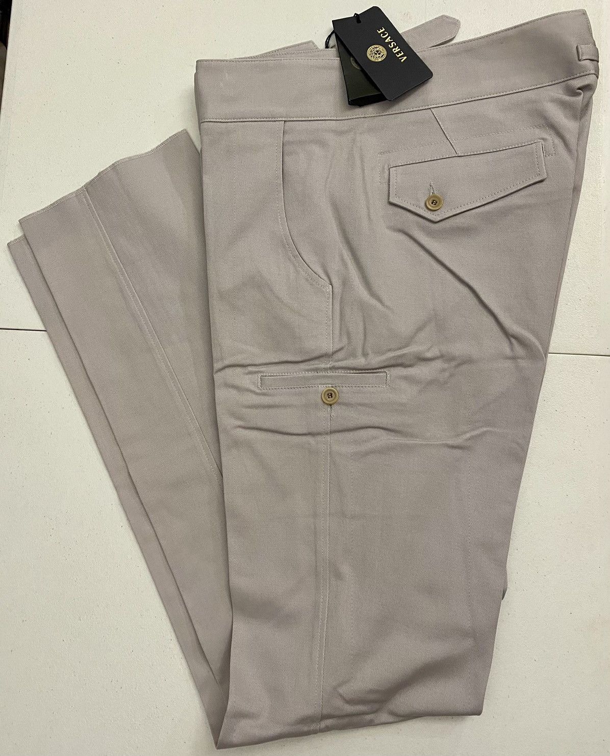 Versace Versace 🇮🇹 Smoke Purple Twill Brass Buckle Cargo Pants 50 NEW Size US 34 / EU 50 - 17 Thumbnail