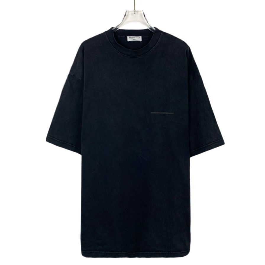 Balenciaga Balenciaga Black Unifit Logo Tape Cotton Round Neck Short Sl Size US L / EU 52-54 / 3 - 1 Thumbnail