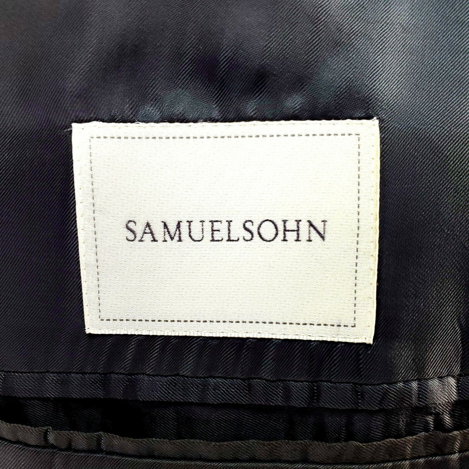 Samuelsohn Samuelsohn 44L 2 Button Glen Plaid Windowpane Gray Wool Supe Size 44L - 8 Thumbnail