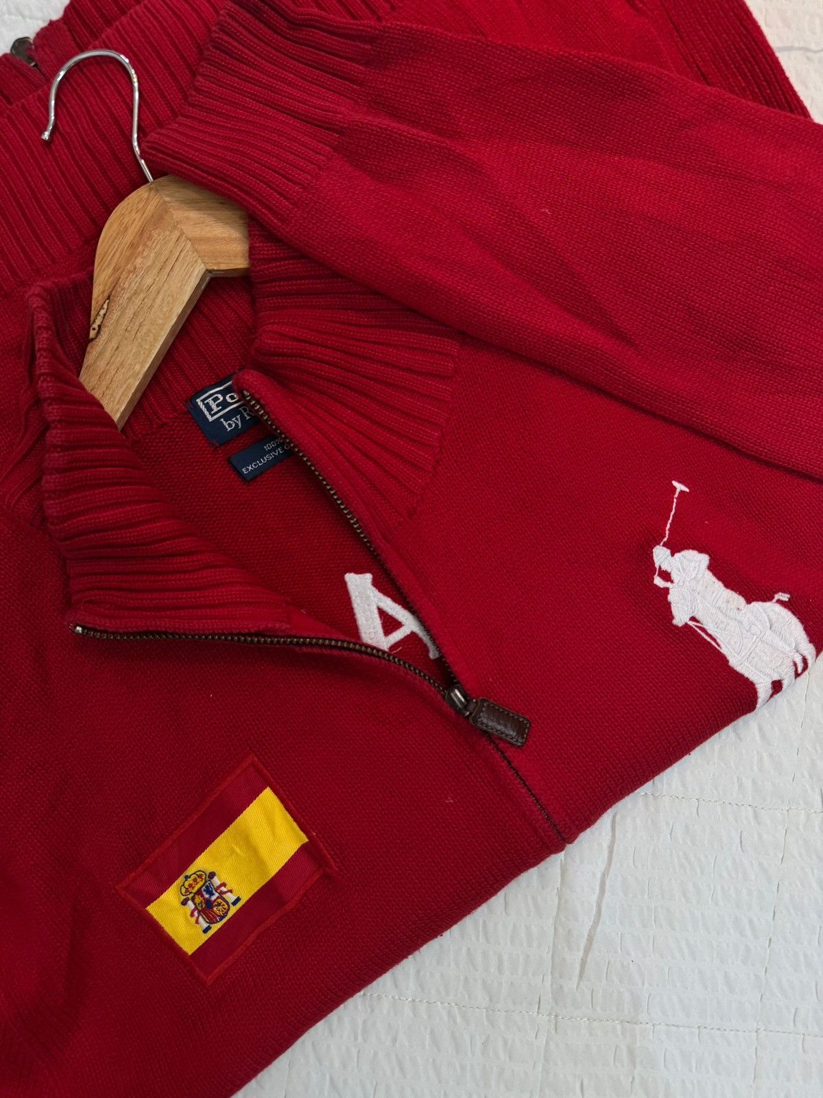 Polo Ralph Lauren × Vintage Ralph Lauren Spain '43' Zip Up Chunky Knit Jumper (XL) Size US XL / EU 56 / 4 - 3 Thumbnail