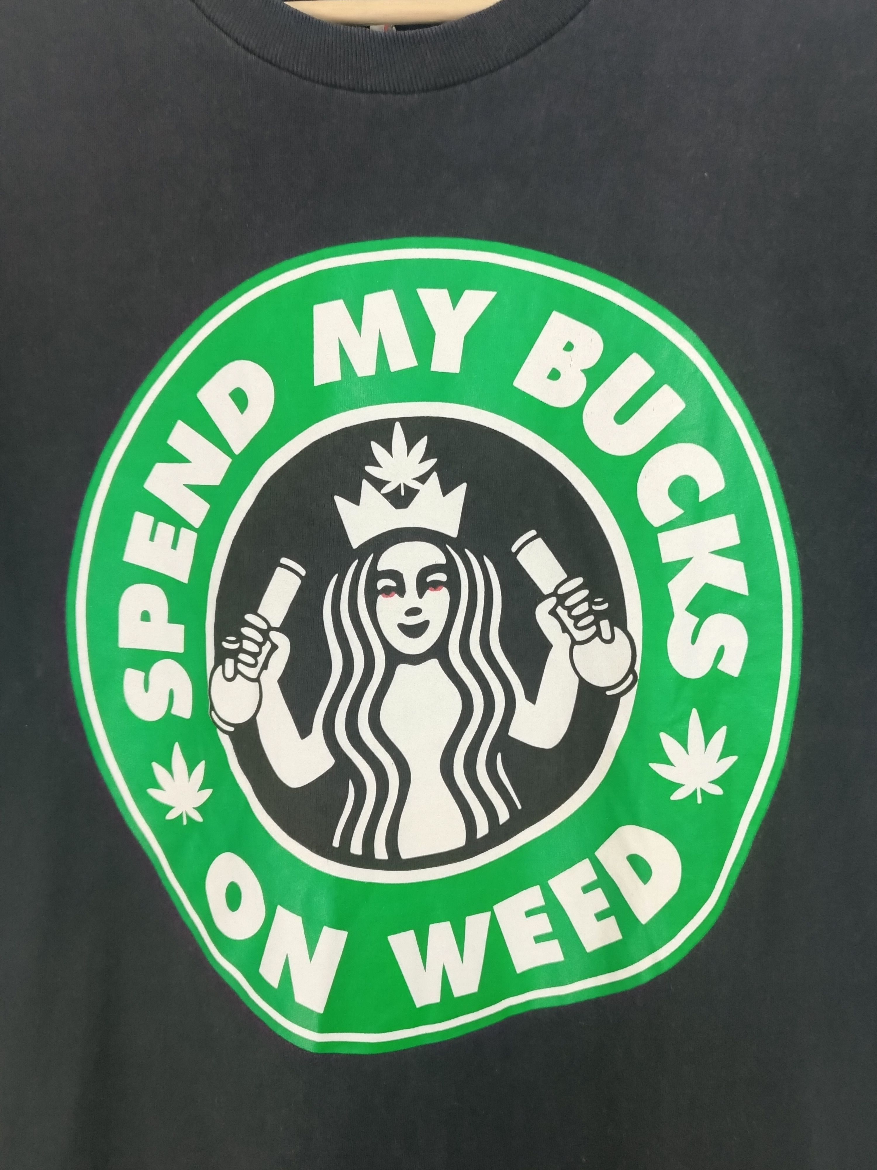 Vintage VINTAGE Y2K SPEND MY BUCKS ON WEED STARBUCKS PARODY TEE Size US M / EU 48-50 / 2 - 9 Thumbnail