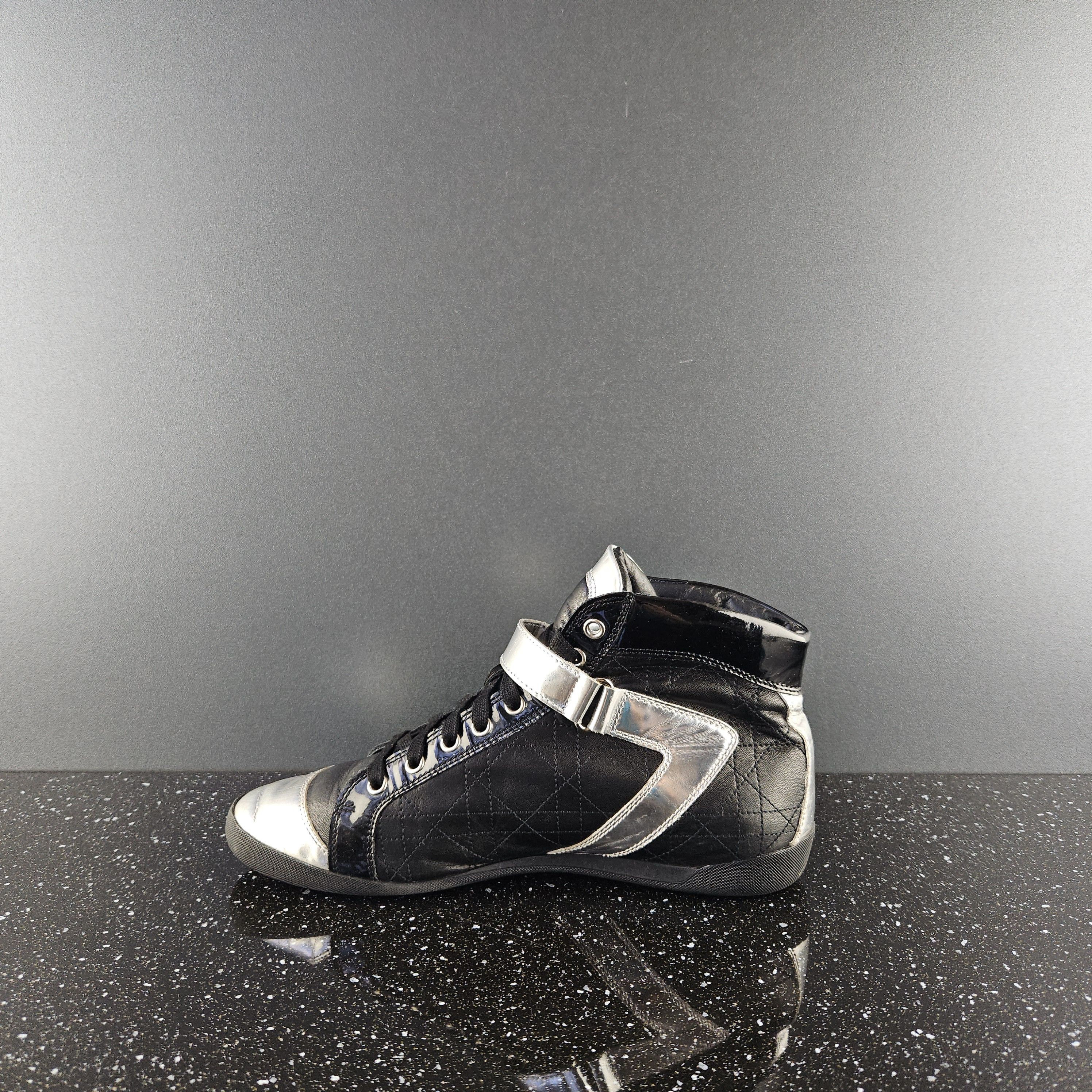 Christian Dior Monsieur Dior black/silver leather hi top sneakers sz 39 Size US 8 / IT 38 - 2 Thumbnail