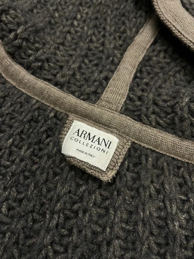 Armani Collezioni Armani Collezioni Wool Cable Knit Grey Zip-Up Hoodie Size US S / EU 44-46 / 1 - 10 Thumbnail