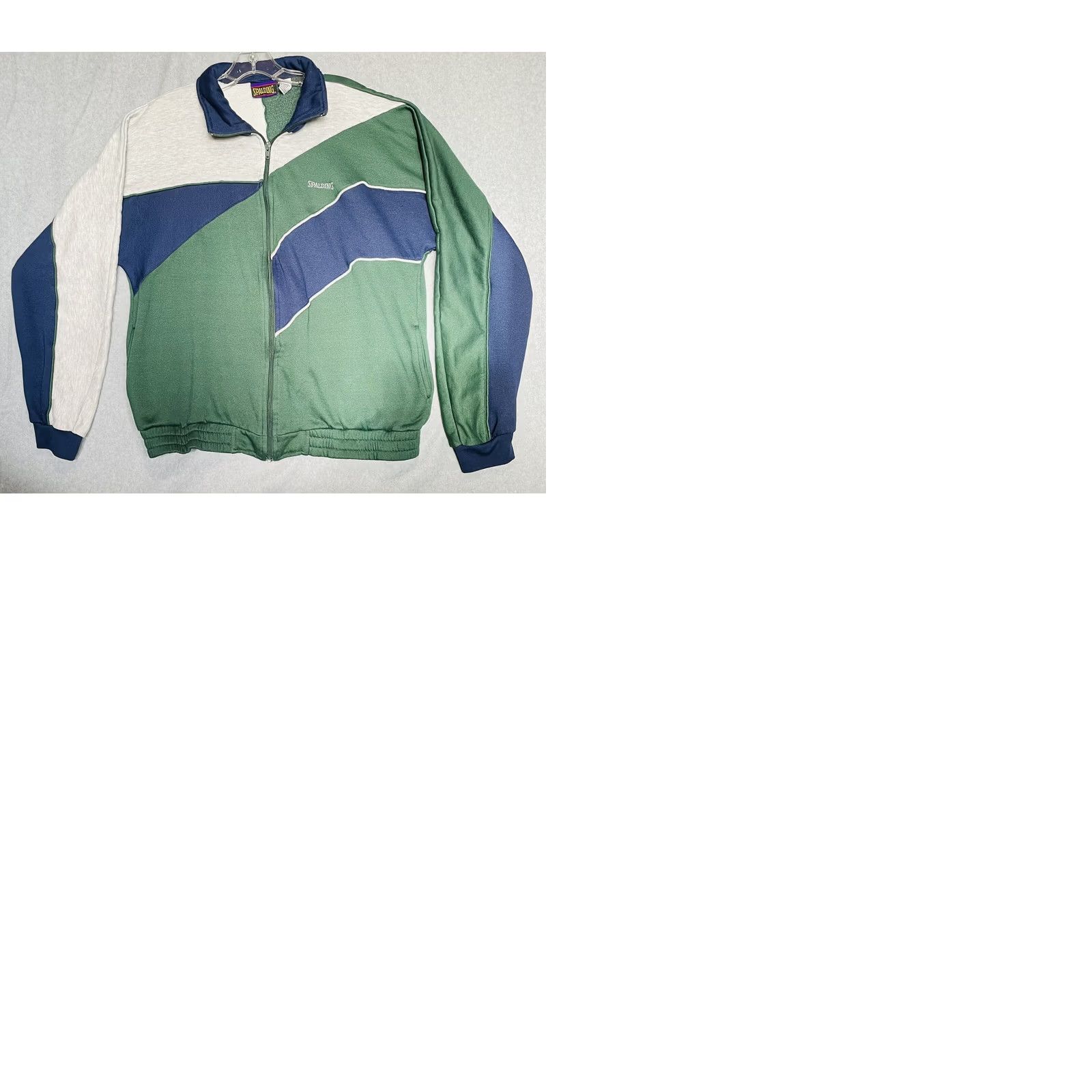 Spalding VINTAGE Spalding Jacket Long Sleeve Full Zip Sweater Green Blue Gray Large Men Size US L / EU 52-54 / 3 - 9 Thumbnail