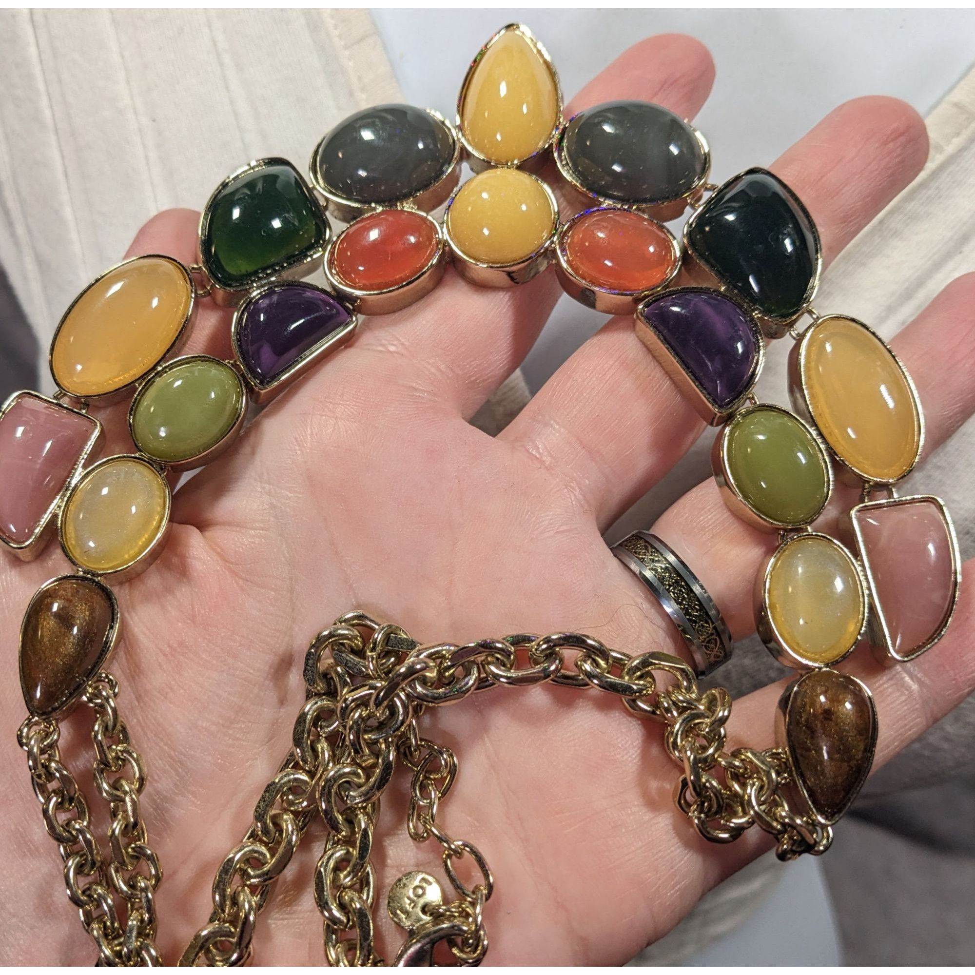Other Vintage Loft Rainbow Jelly Glass Gemmed Bib Necklace Size ONE SIZE - 8 Thumbnail