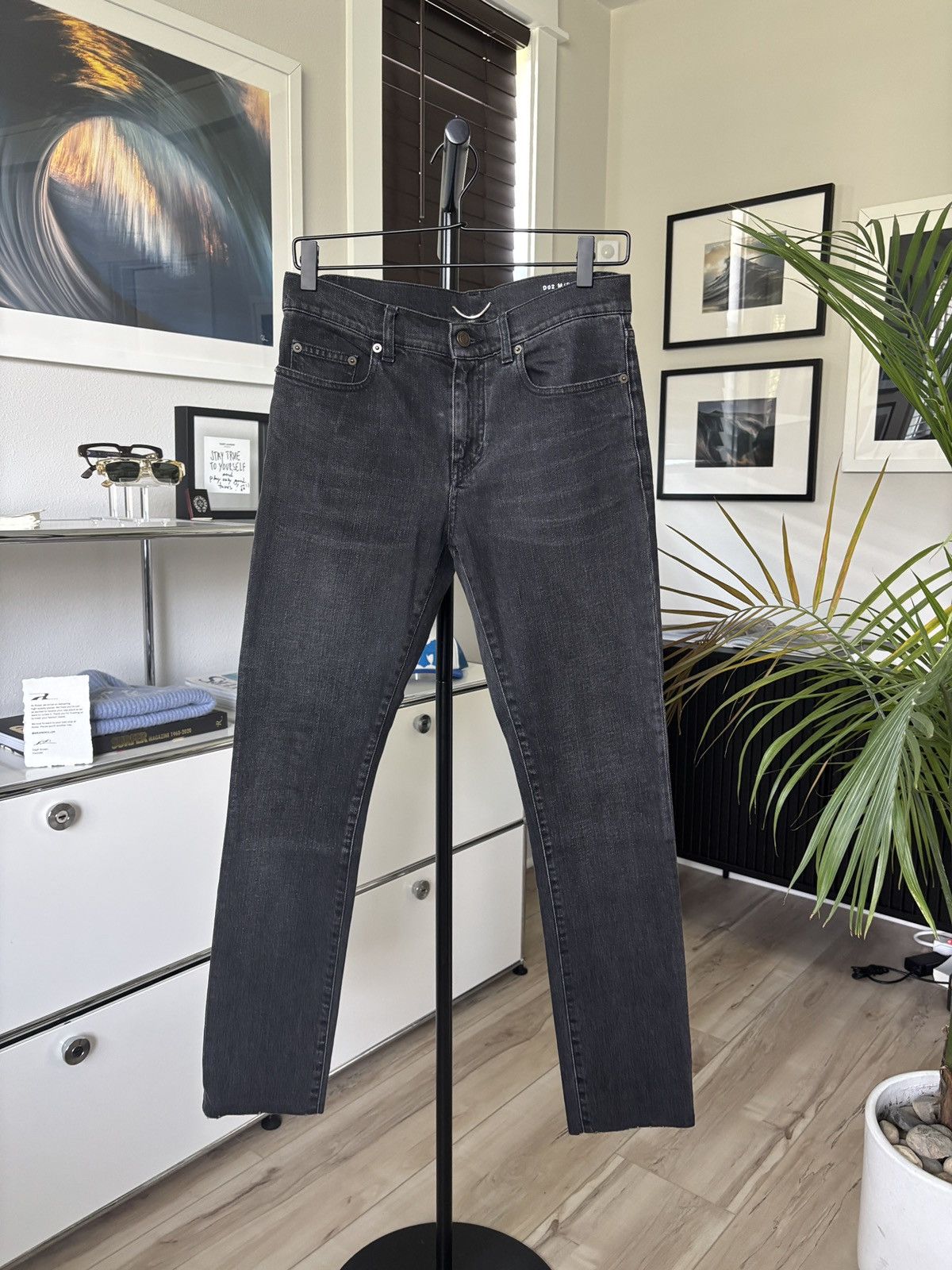 SAINT LAURENT FADED WASHED BLACK DENIM