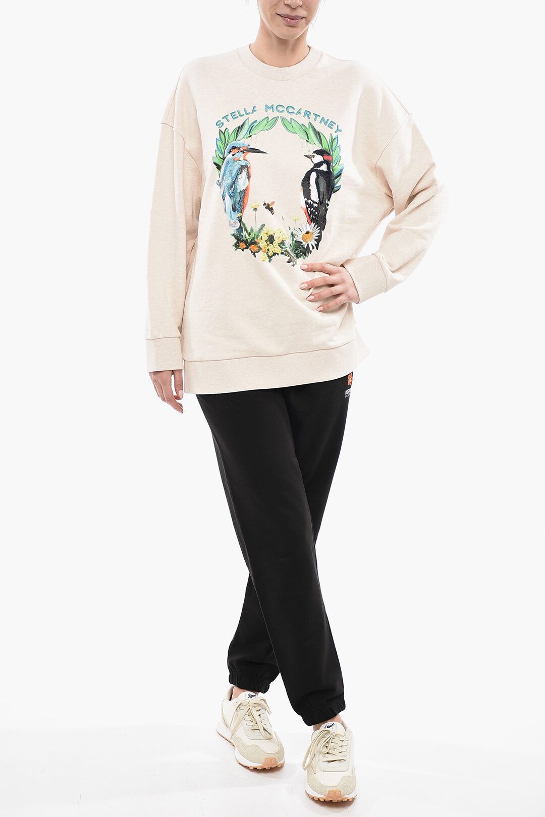 Stella McCartney og1mm0824 Crew Neck Cotton Sweatshirt in Light Pink Size M / US 6-8 / IT 42-44 - 4 Thumbnail