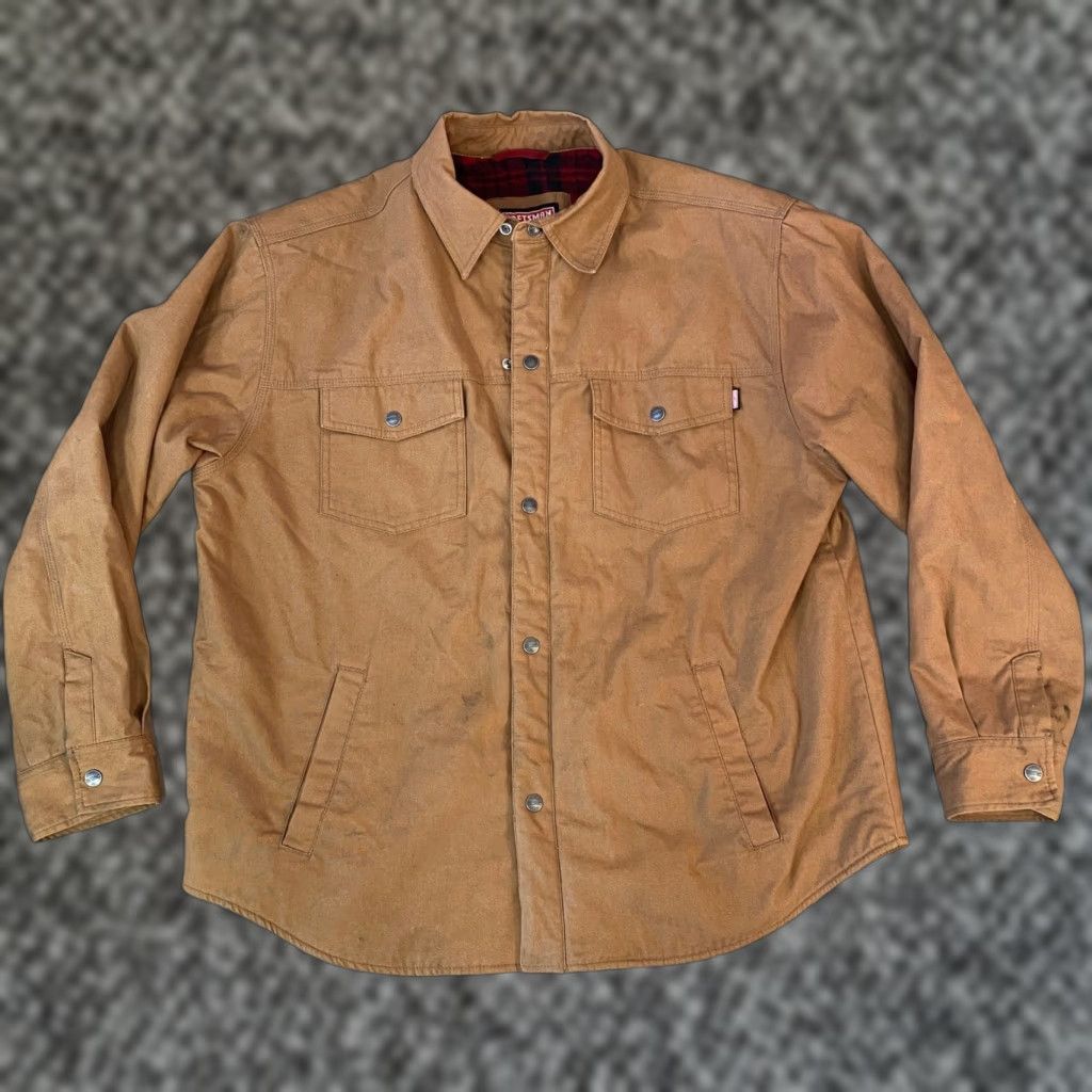 Vintage Craftsman Men L Canvas Plaid Fleece Lined Work Jacket Snap Button Shirt Coat Size US L / EU 52-54 / 3 - 1 Thumbnail