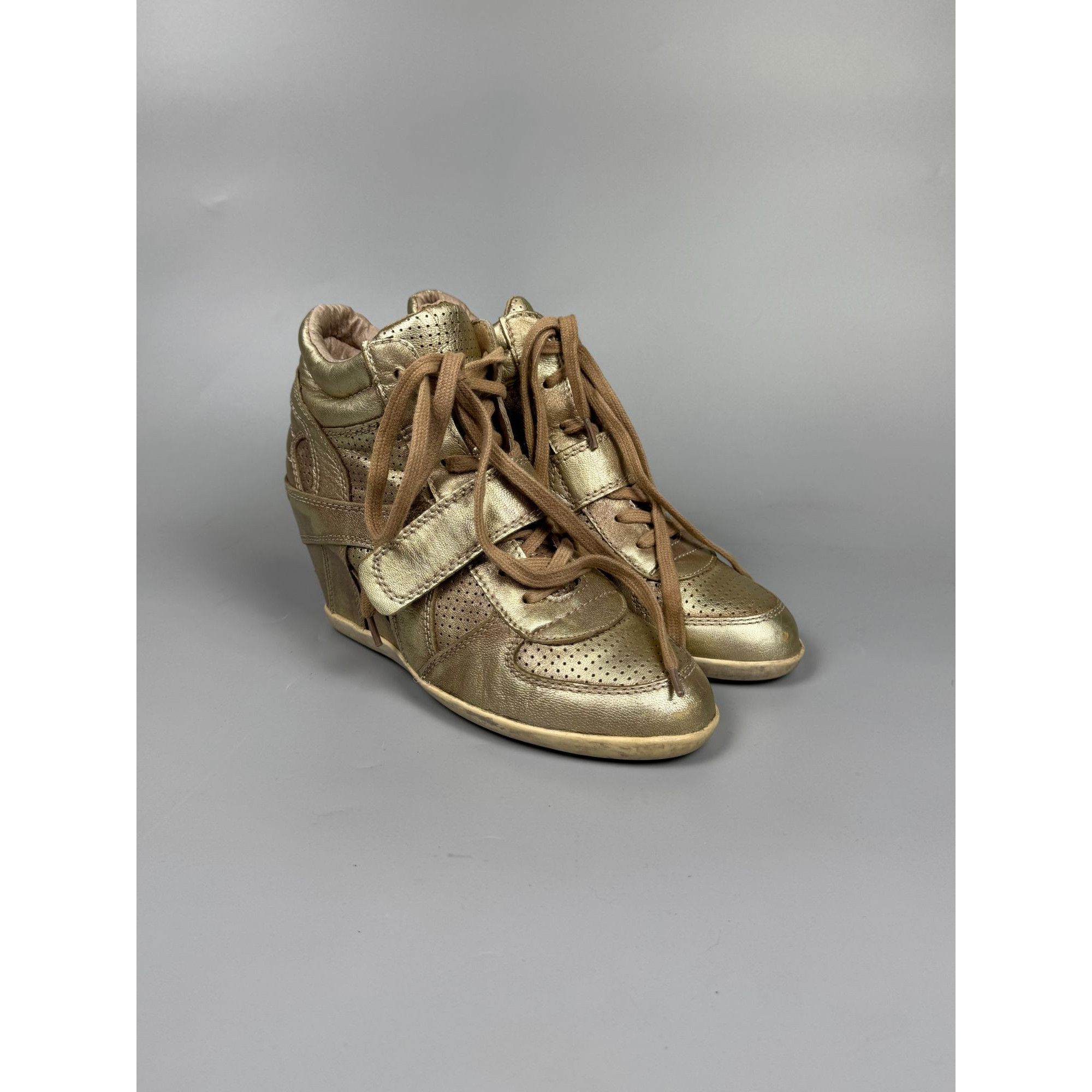 ASH ASH Bowie Hidden Wedge Gold Isabel Marant Type Sneakers Size US 8 / IT 38 - 2 Thumbnail