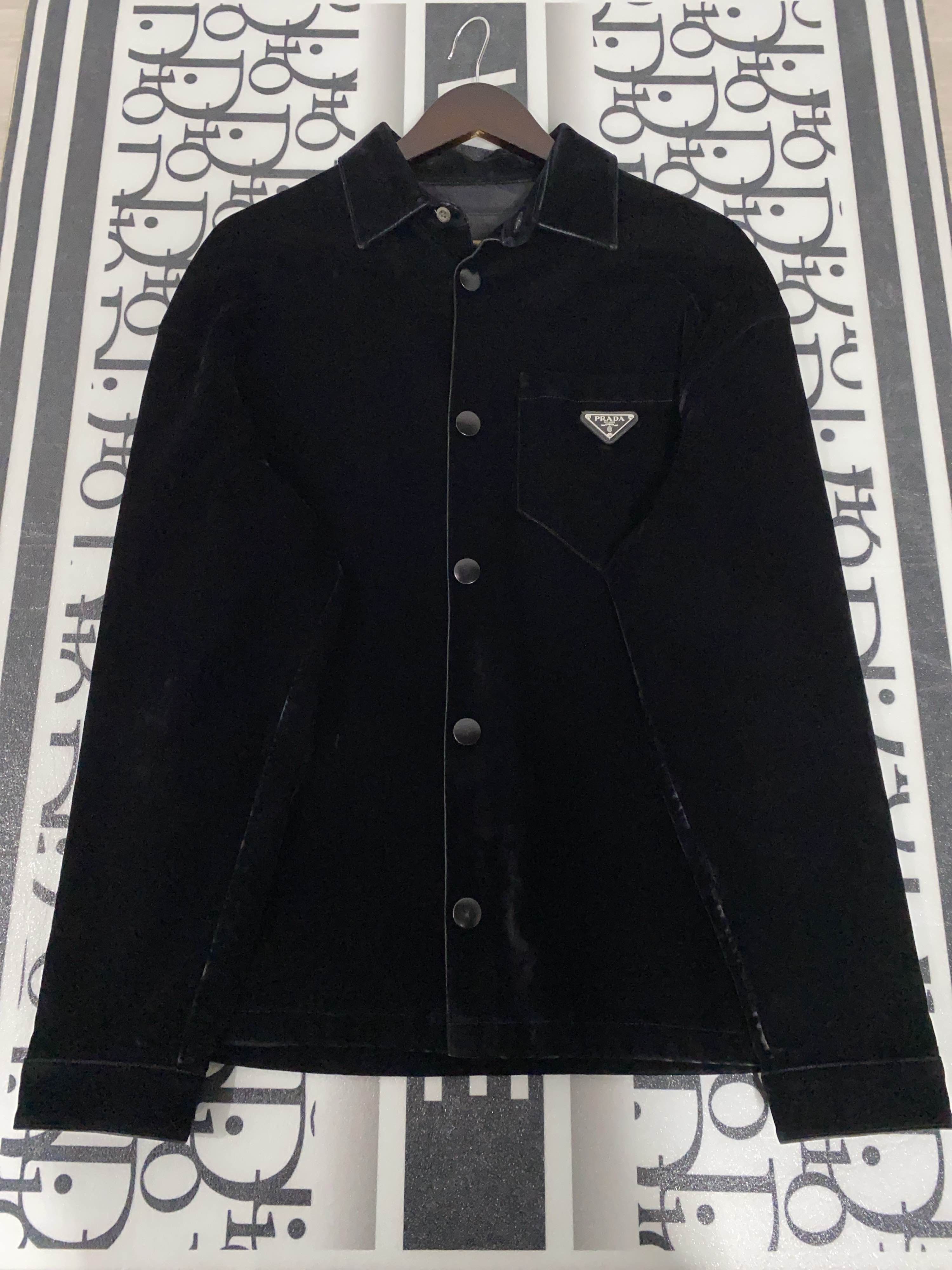 Prada Prada Velvet Logo Plaque Shirt Size M Size US M / EU 48-50 / 2 - 1 Thumbnail