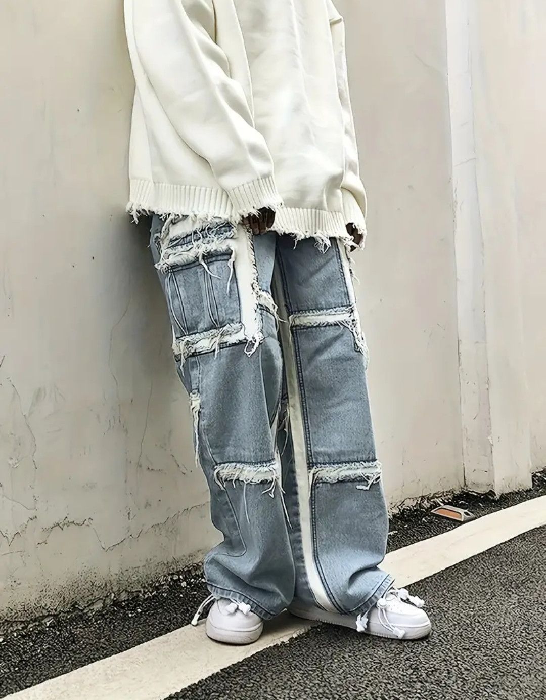 Vintage Frayed Fringe Raw Lining Cotton Blend Jeans Pants Size US 34 / EU 50 - 1 Thumbnail