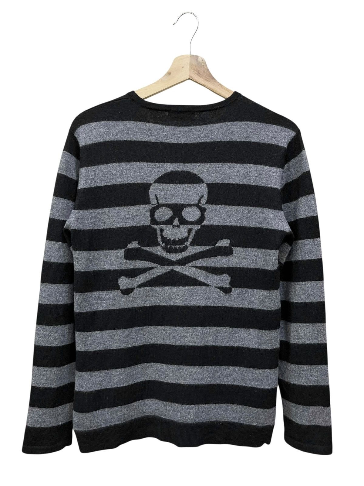Loveless 💀Loveless Back Skull Crossbones Stripe Wool Punk Shirt Size US S / EU 44-46 / 1 - 1 Thumbnail