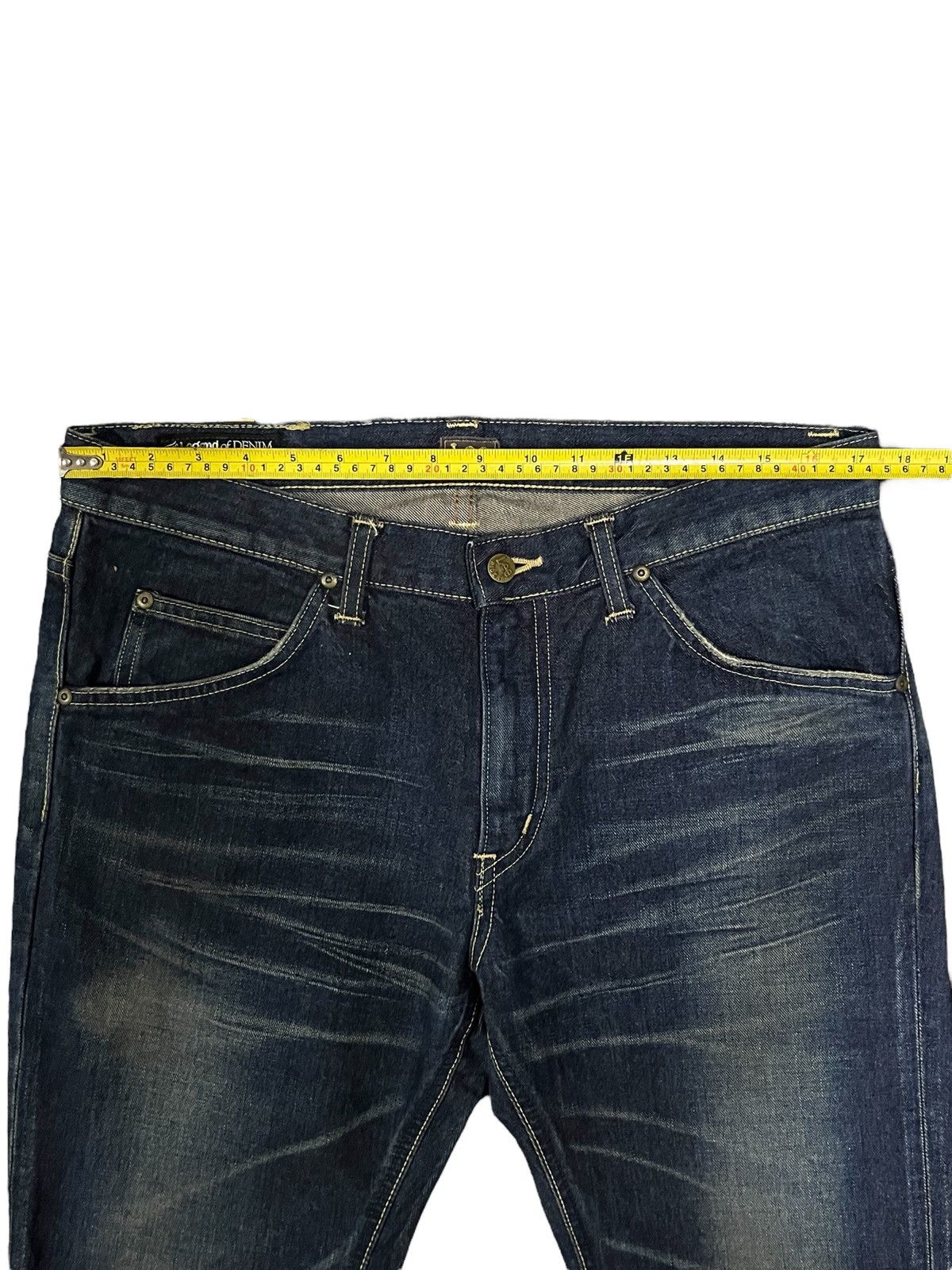 Lee Lee Riders Indigo Washed Leg Distressed Flare Jeans Size US 33 - 11 Thumbnail