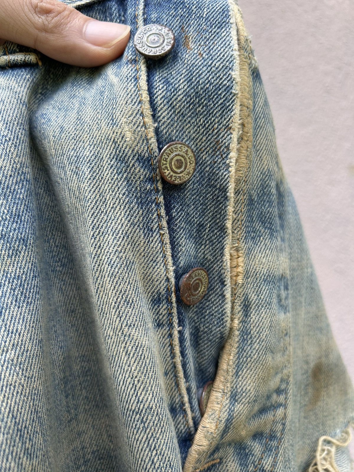 Levi's × Vintage 70's THRASHED Levi's 6 Reconstructed Repair Denim Size US 33 - 20 Thumbnail