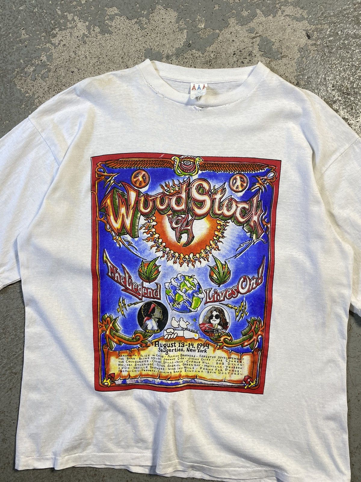 Band Tees × Vintage Vintage Woodstock 94 band tee Janis Joplin Size US XL / EU 56 / 4 - 4 Thumbnail