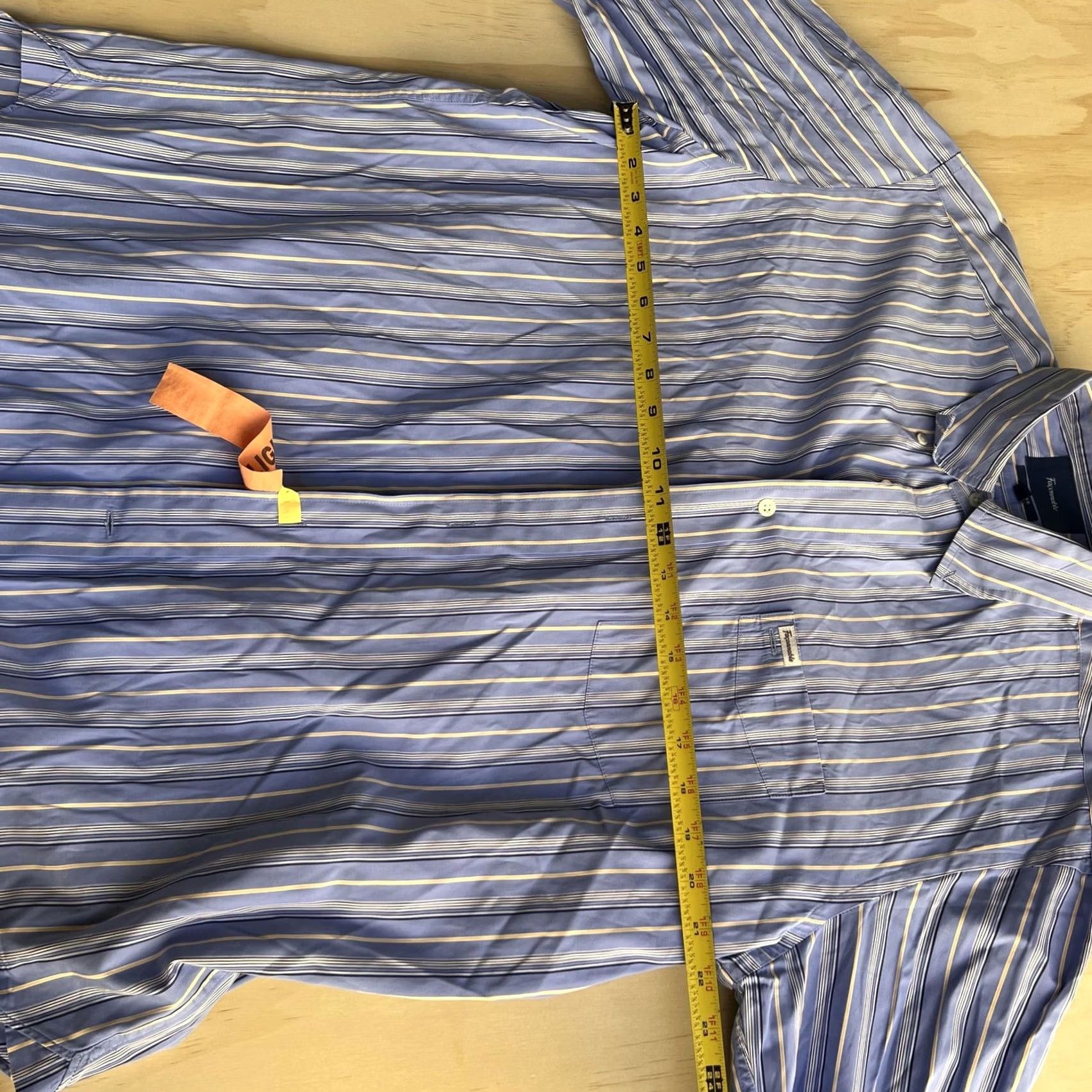 Faconnable Façonnable Dress Shirt Mens XL Blue Stripe Classique Long Sleeve Button-Down Size 46R - 7 Thumbnail
