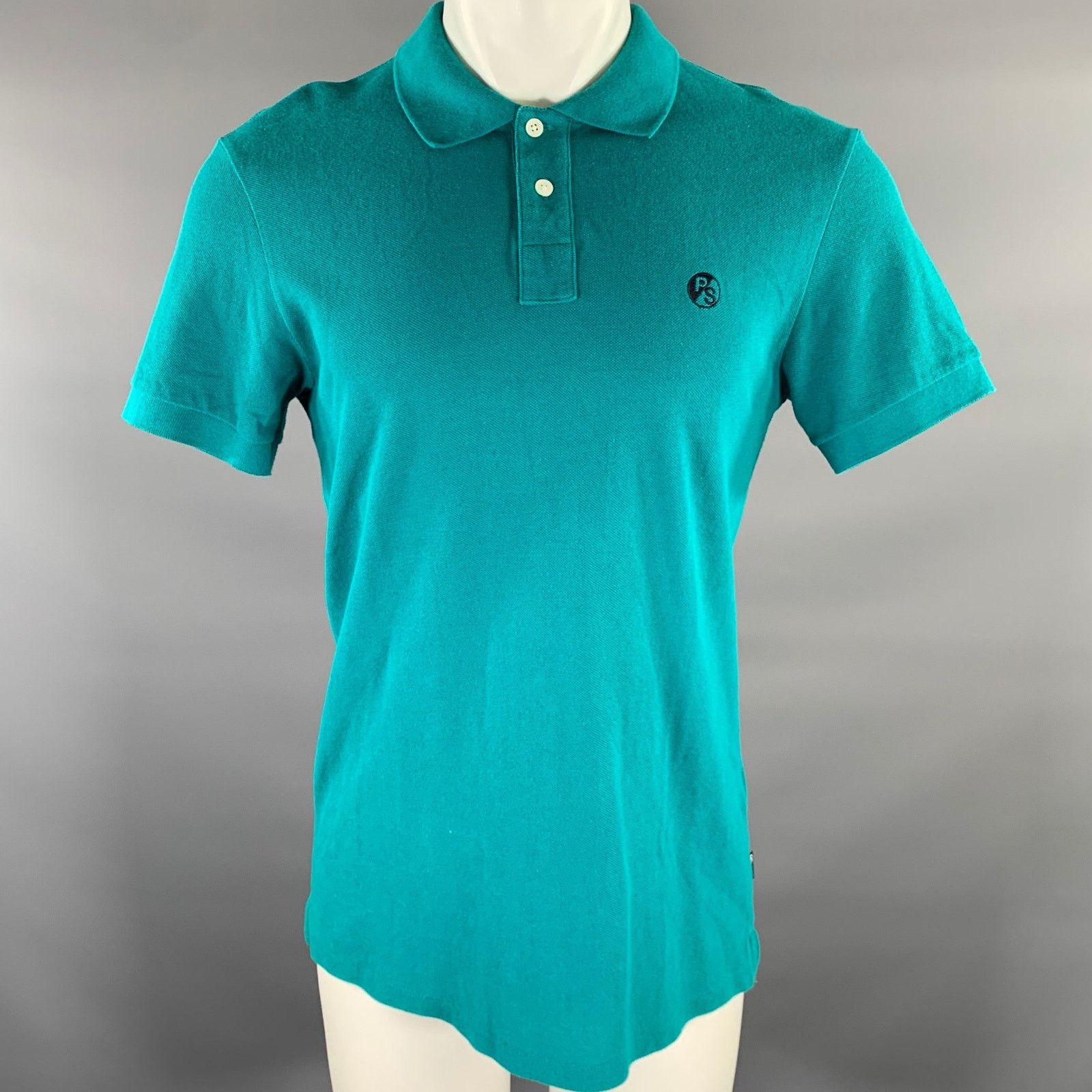 Paul Smith PS by PAUL SMITH Size M Turquoise Logo Cotton Polo Size US M / EU 48-50 / 2 - 1 Thumbnail