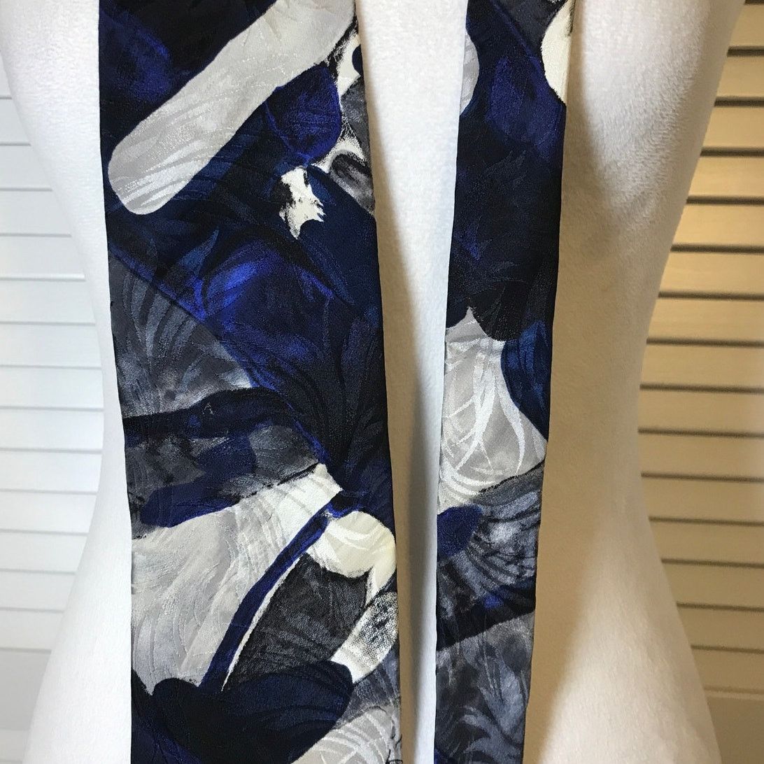 Other Momento Uno Blue Geometric Silk Short Wide Men Necktie Size ONE SIZE - 3 Thumbnail