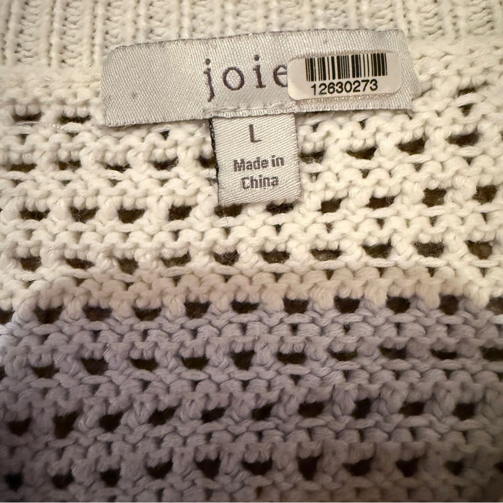 Joie Joie Diza White Striped Knit Long Sleeve Cropped Sweater Size L / US 10 / IT 46 - 5 Thumbnail