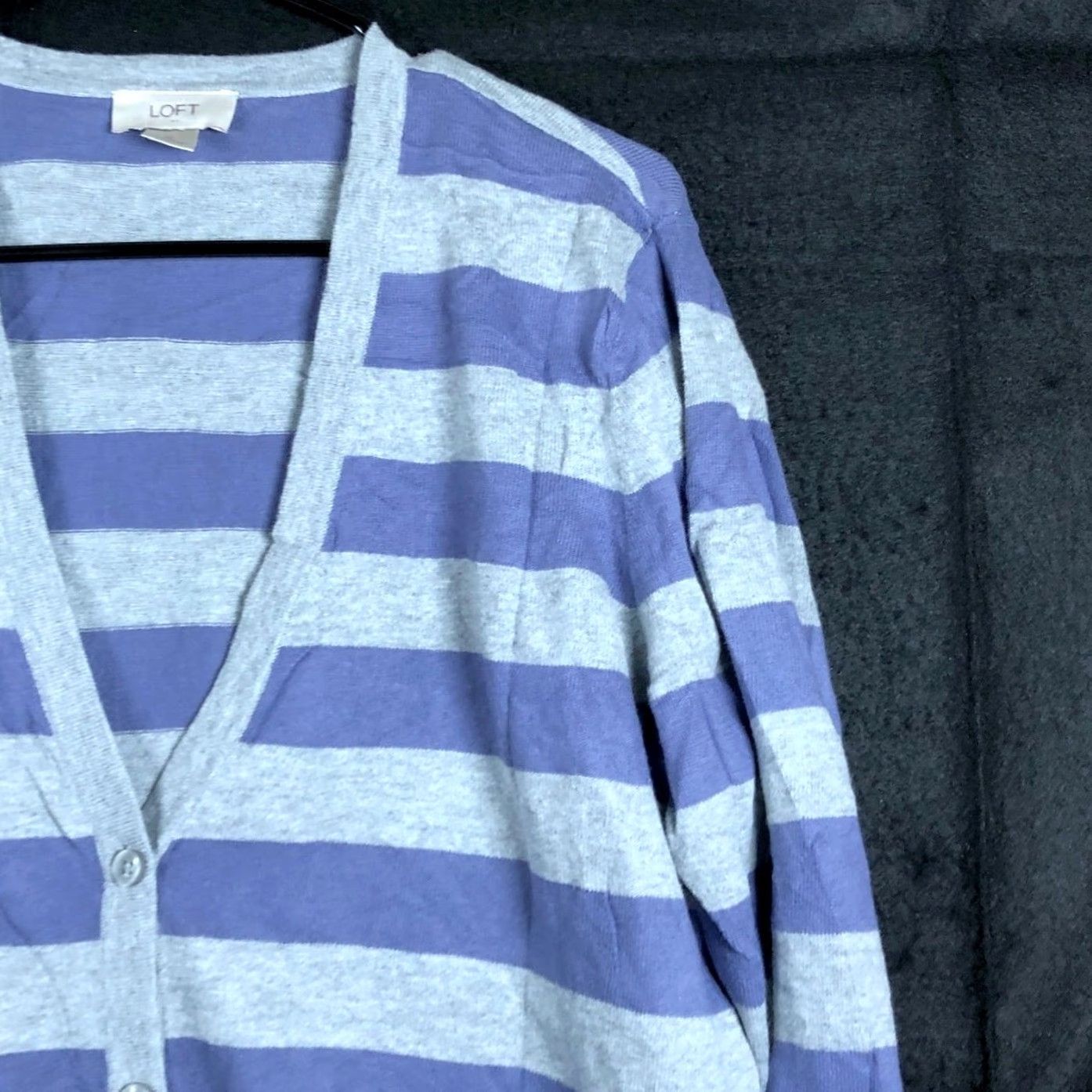 Loft Loft Cardigan Sweater Gray Purple Stripe Button Down XL Women's Knit V-Neck Casual Workwear Size XL / US 12-14 / IT 48-50 - 5 Thumbnail