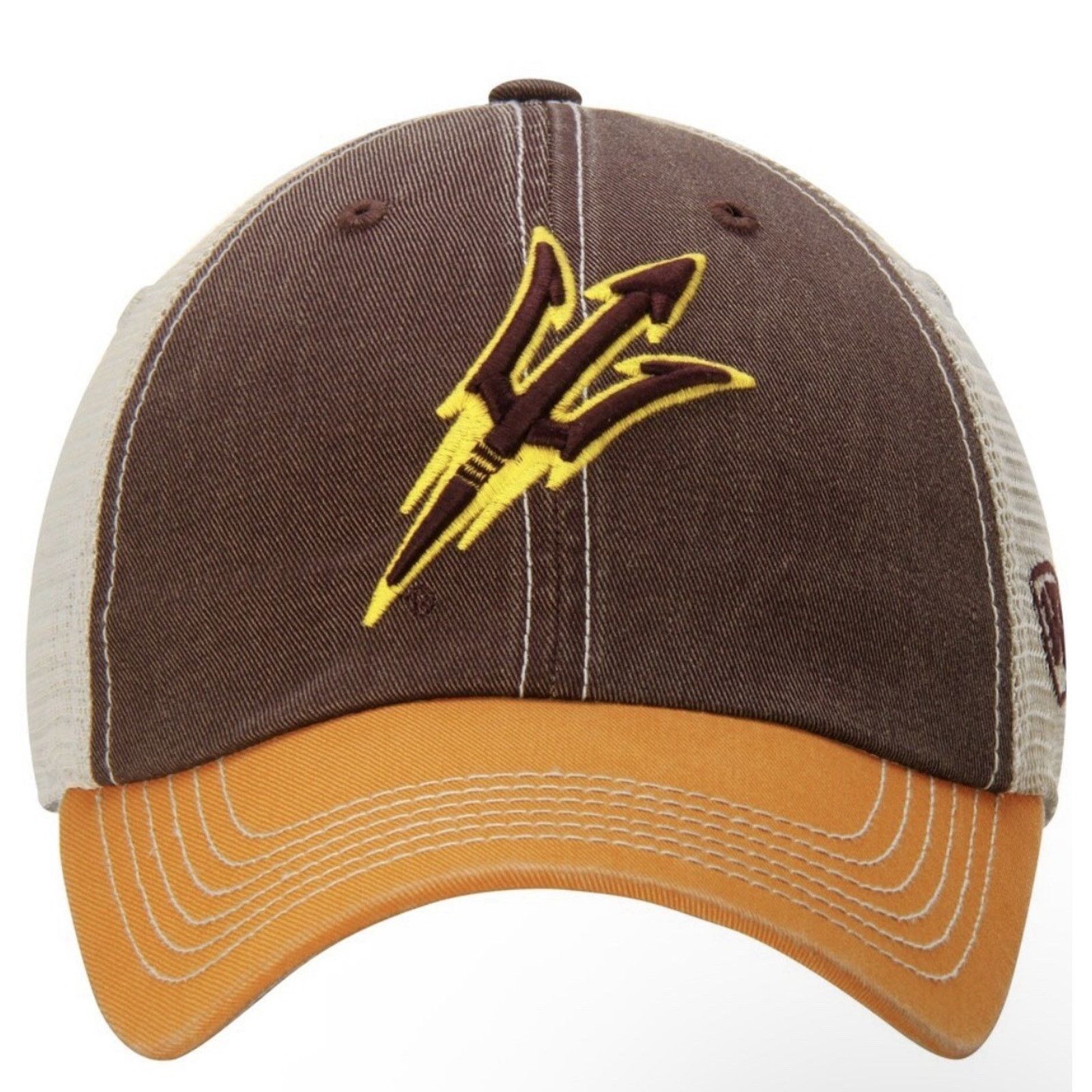 0 Arizona State Sun Devils Trucker Hat Brown Orange Adj Mesh Size ONE SIZE - 3 Thumbnail