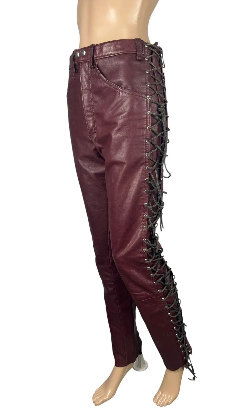 Other Vintage Genuine Leather Pants Lace Up Size 28" / US 6 / IT 42 - 1 Thumbnail