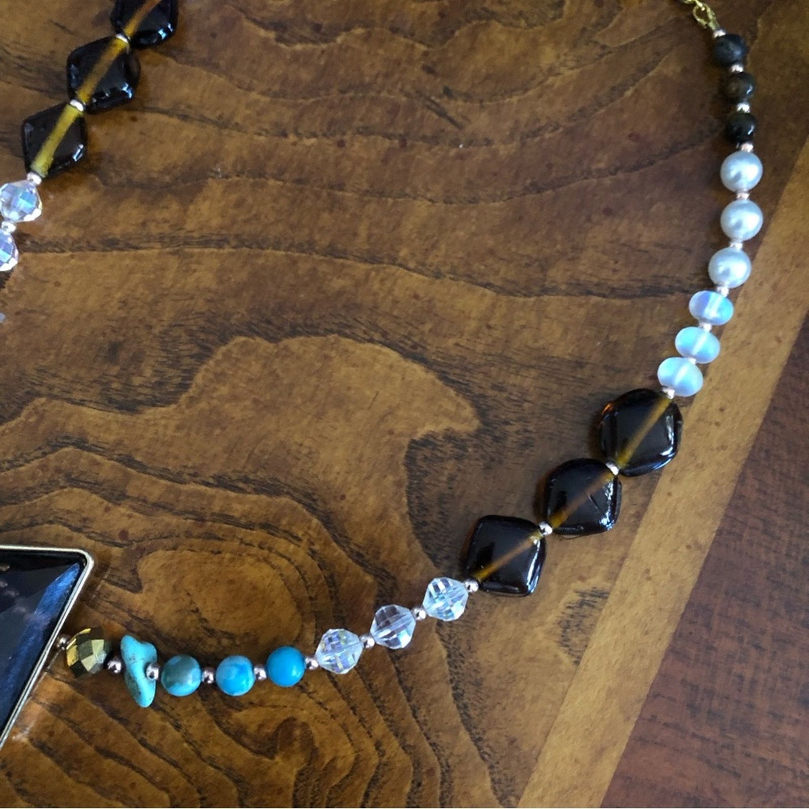 Handmade Handcrafted faceted smoky topaz lucite stone necklace Size ONE SIZE - 9 Thumbnail