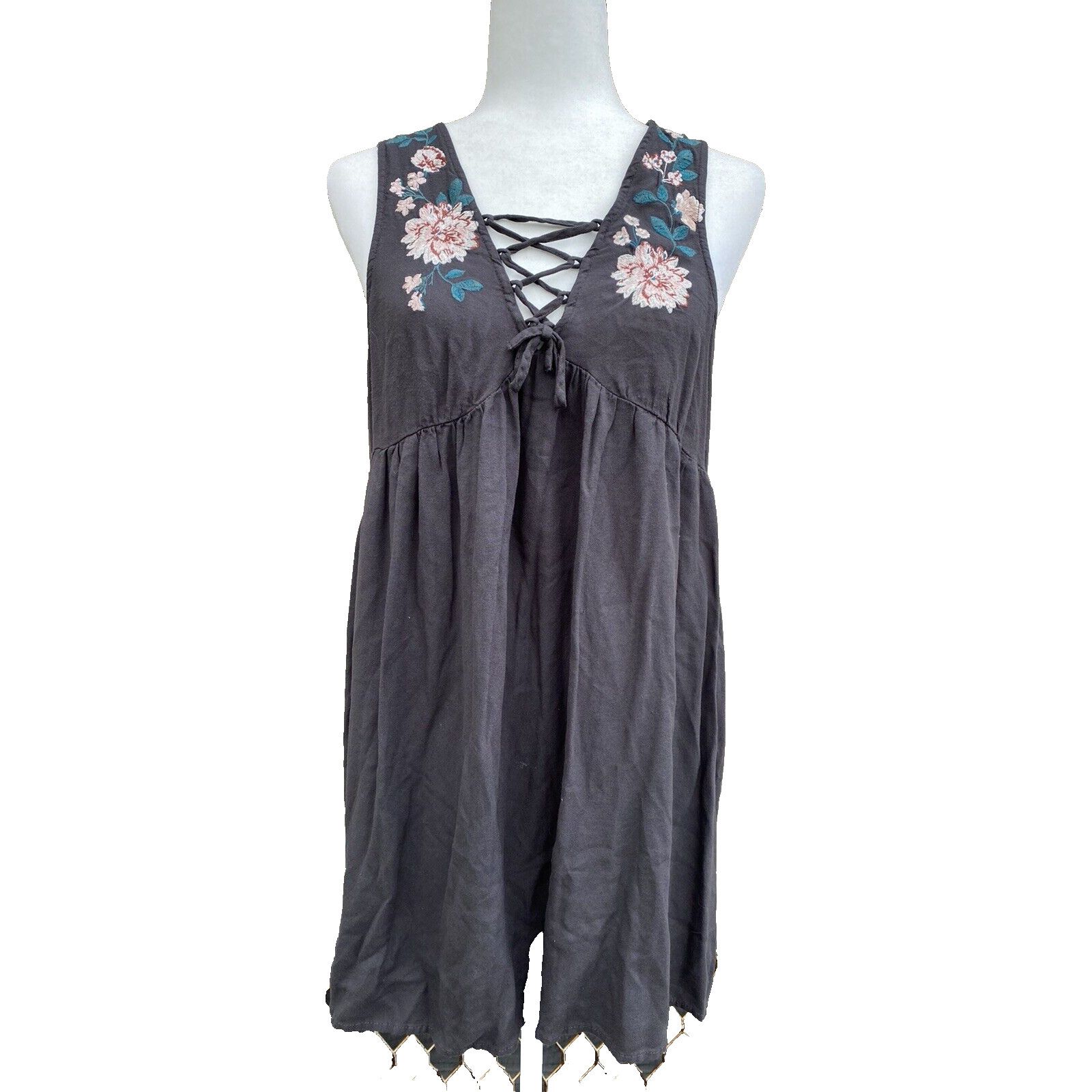 Aeropostale Aeropostale tunic women top gray embroidered tunic L A000184 Size L / US 10 / IT 46 - 1 Thumbnail