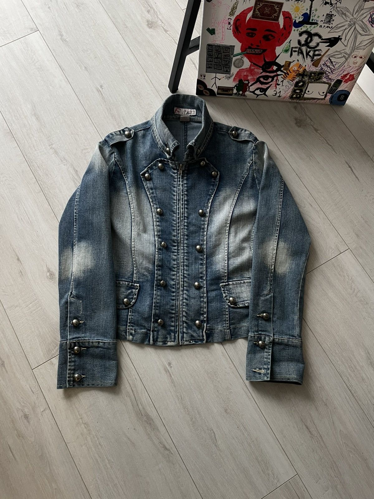 Japanese Brand Vintage 00’s Napoleon Denim Blazer Y2K Jacket Avant Garde Size XL / US 12-14 / IT 48-50 - 1 Thumbnail