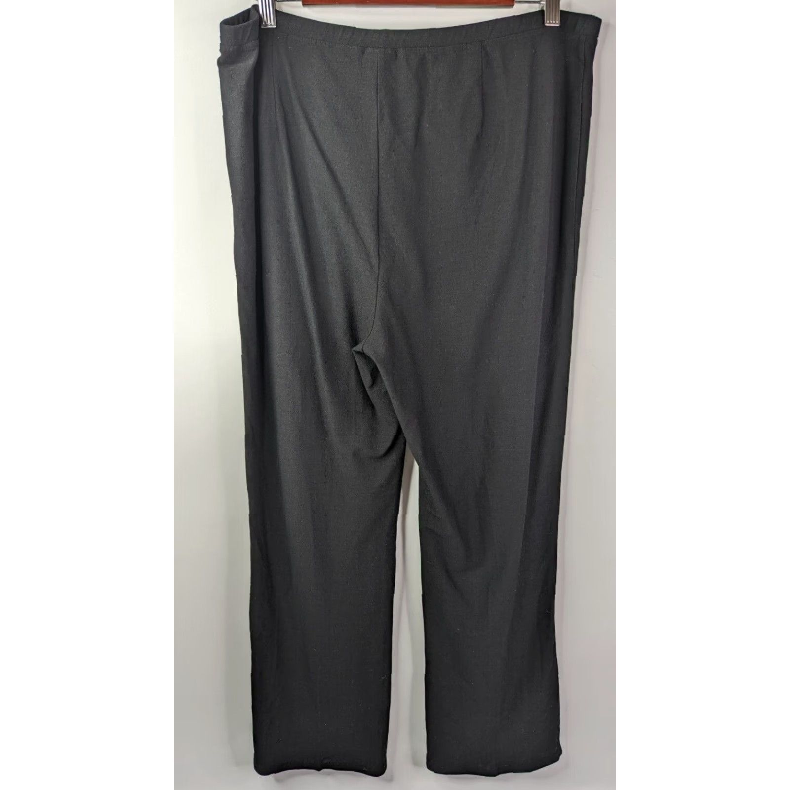 Eileen Fisher EILEEN FISHER Black Stretch Crepe Relaxed Leg Pants Women's L MADE IN USA Size 36" / US 14 / IT 50 - 4 Thumbnail