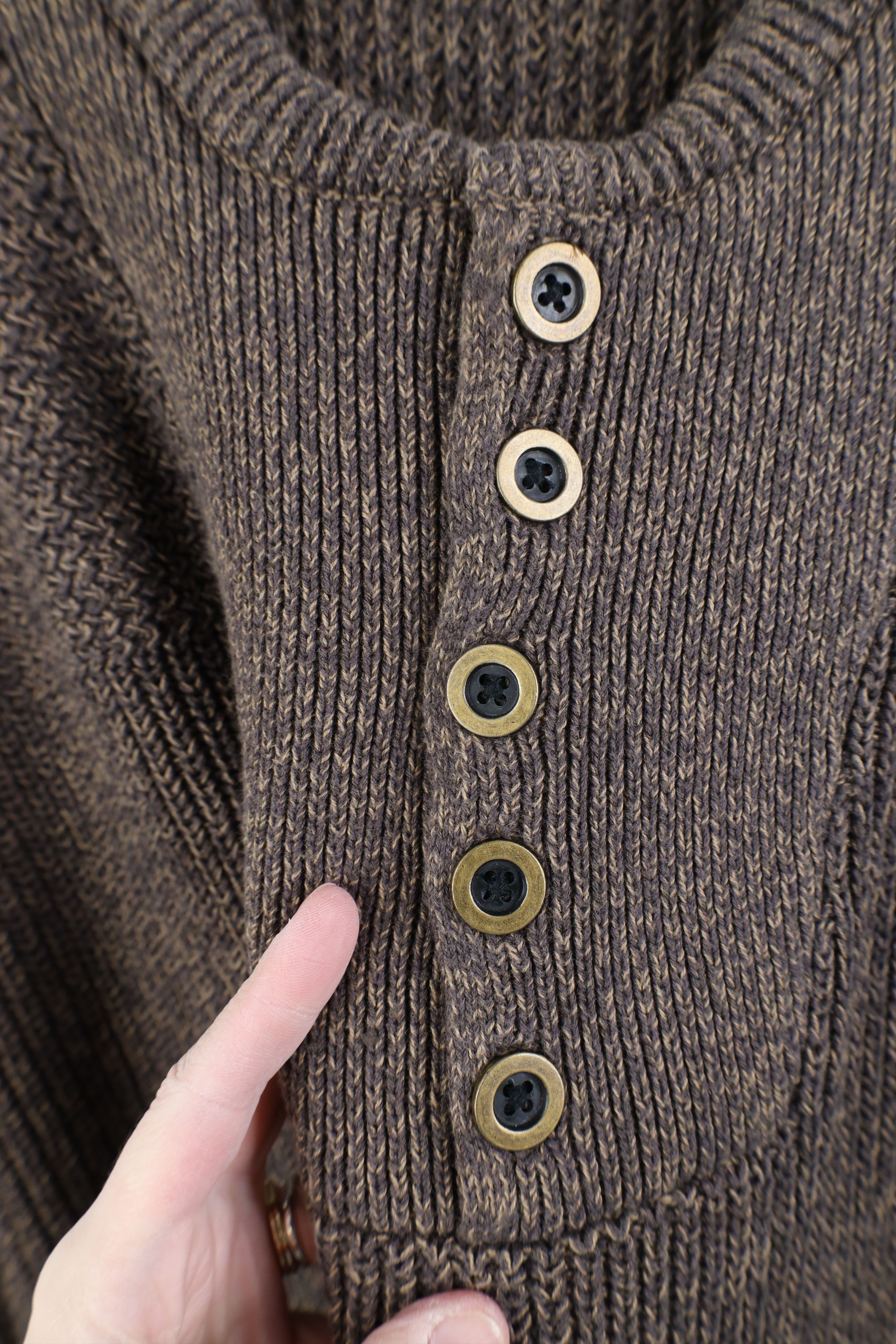 Vintage Vintage 90s Streetwear Knit Commando Henley Sweater Brown Size US XXL / EU 58 / 5 - 4 Thumbnail