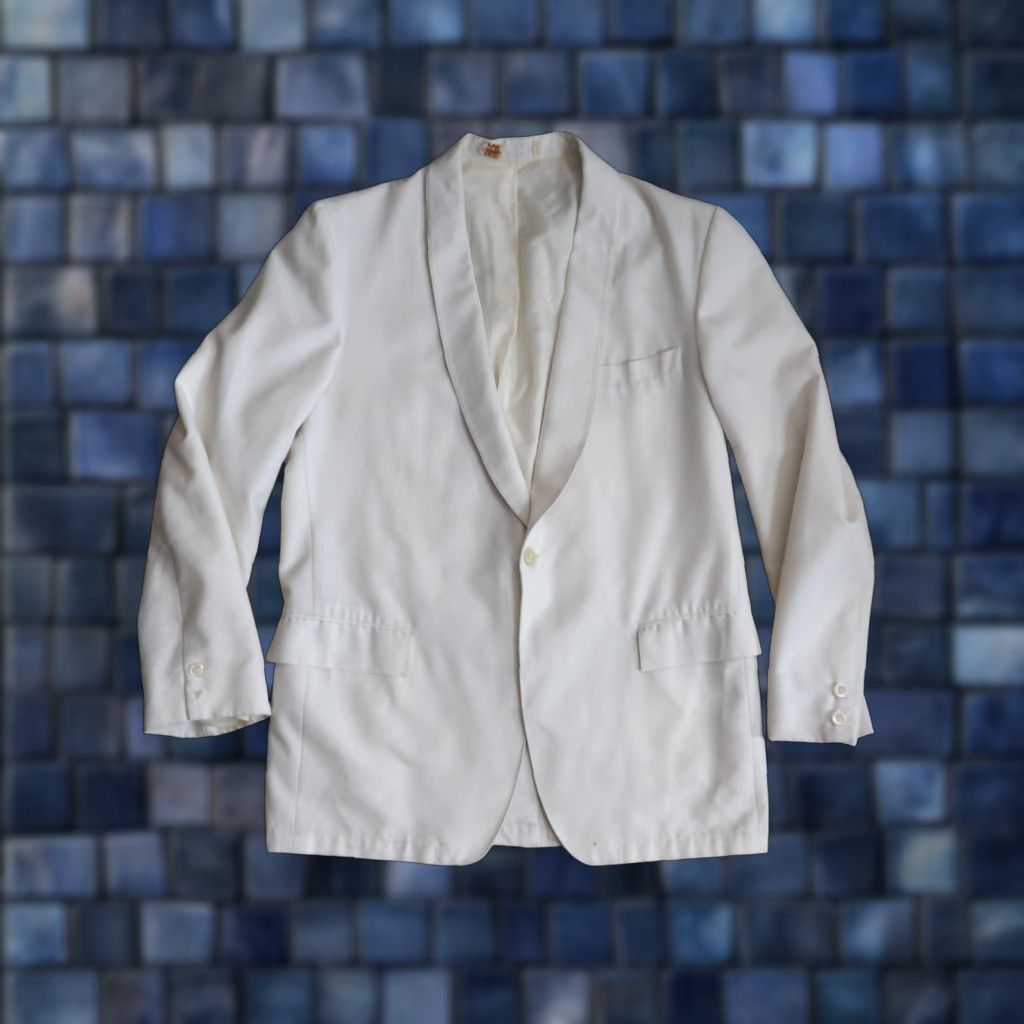 After Six VTG 50s AfterSix Rudofker White Rockabilly Distress Button Blazer Gab Jacket 42R Size 42R - 1 Thumbnail