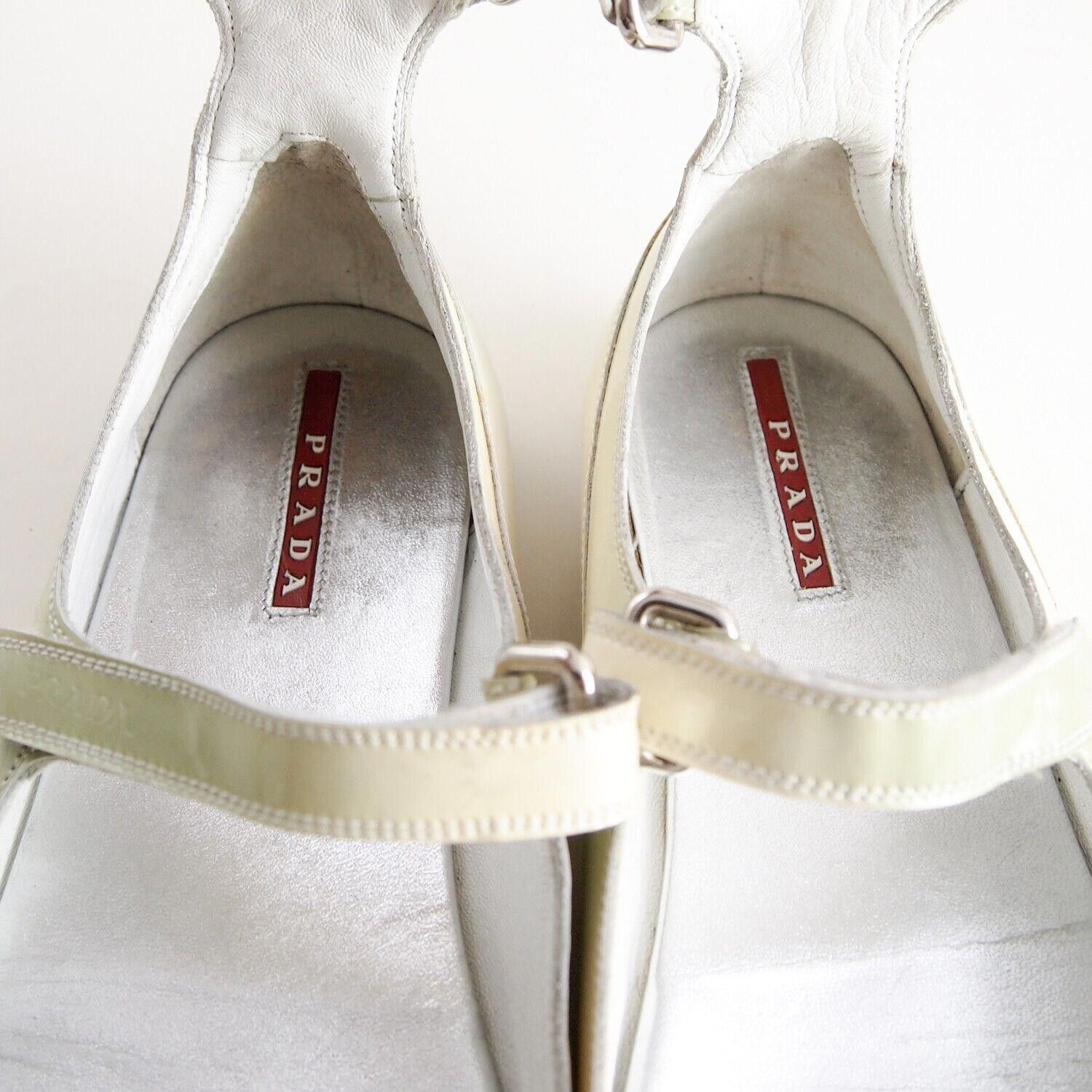 Prada Prada Strappy Sandals Ivory Green Pat Leather US 7.5 EU 37.5 Size US 7.5 / IT 37.5 - 9 Thumbnail