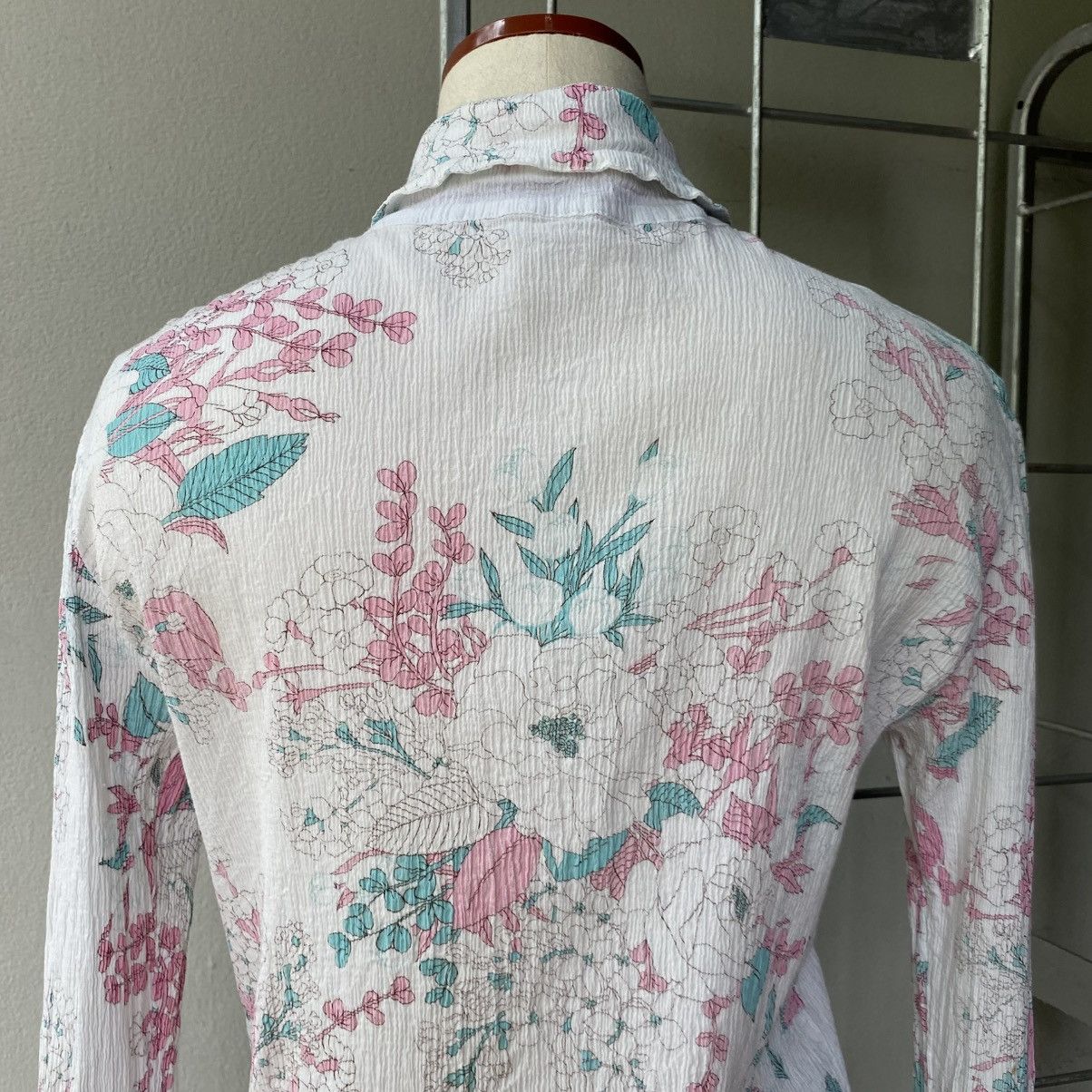 Tsumori Chisato Tsumori Chisato White Floral Print Long Sleeve Blouse Size XS / US 0-2 / IT 36-38 - 16 Thumbnail