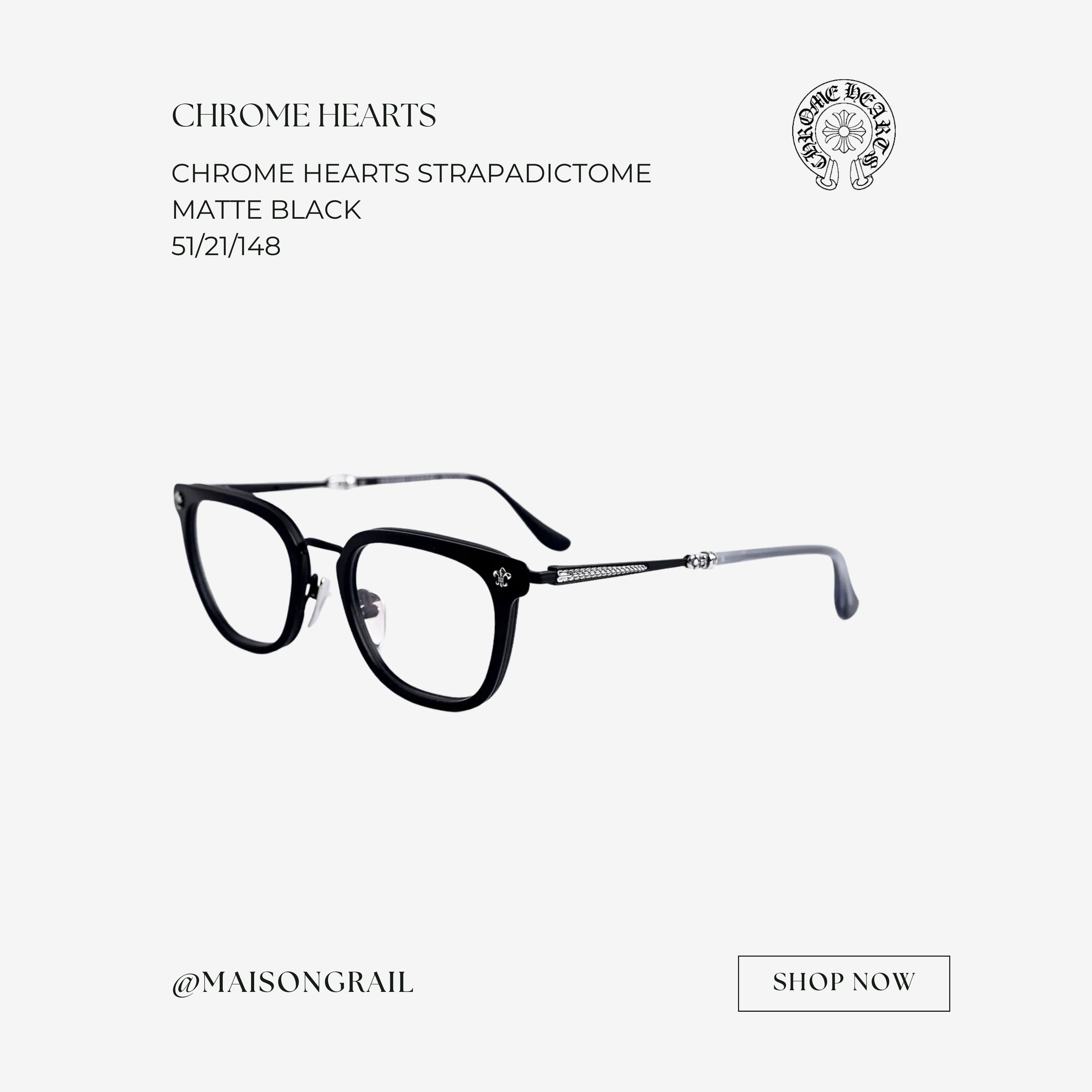 Chrome Hearts CHROME HEARTS STRAPADICTOME MATTE BLACK EYEGLASSES Size ONE SIZE - 1 Thumbnail