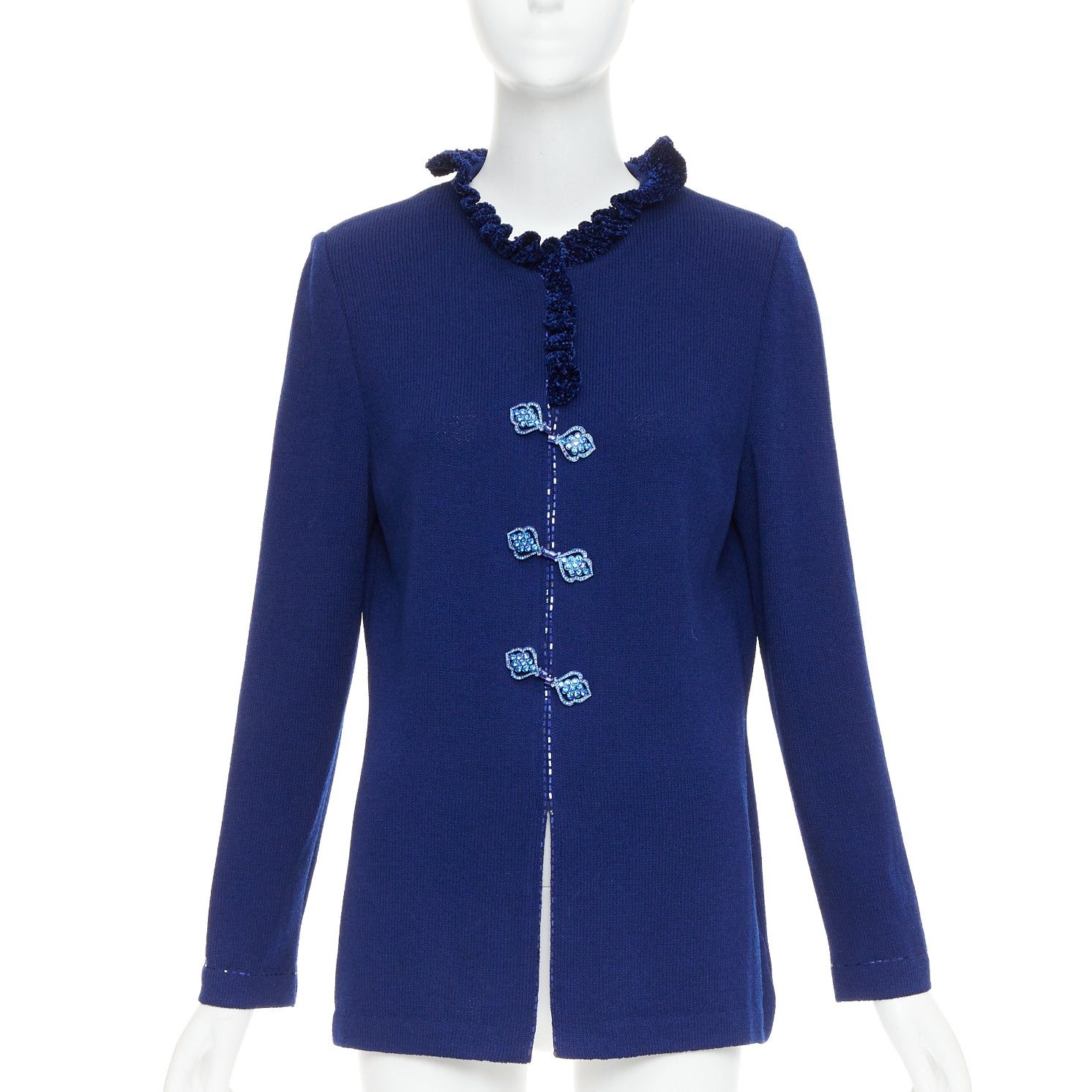 Other ST JOHN Evening Vintage royal blue crystal chinoiserie cardigan coat US10 XL Size L / US 10 / IT 46 - 1 Thumbnail