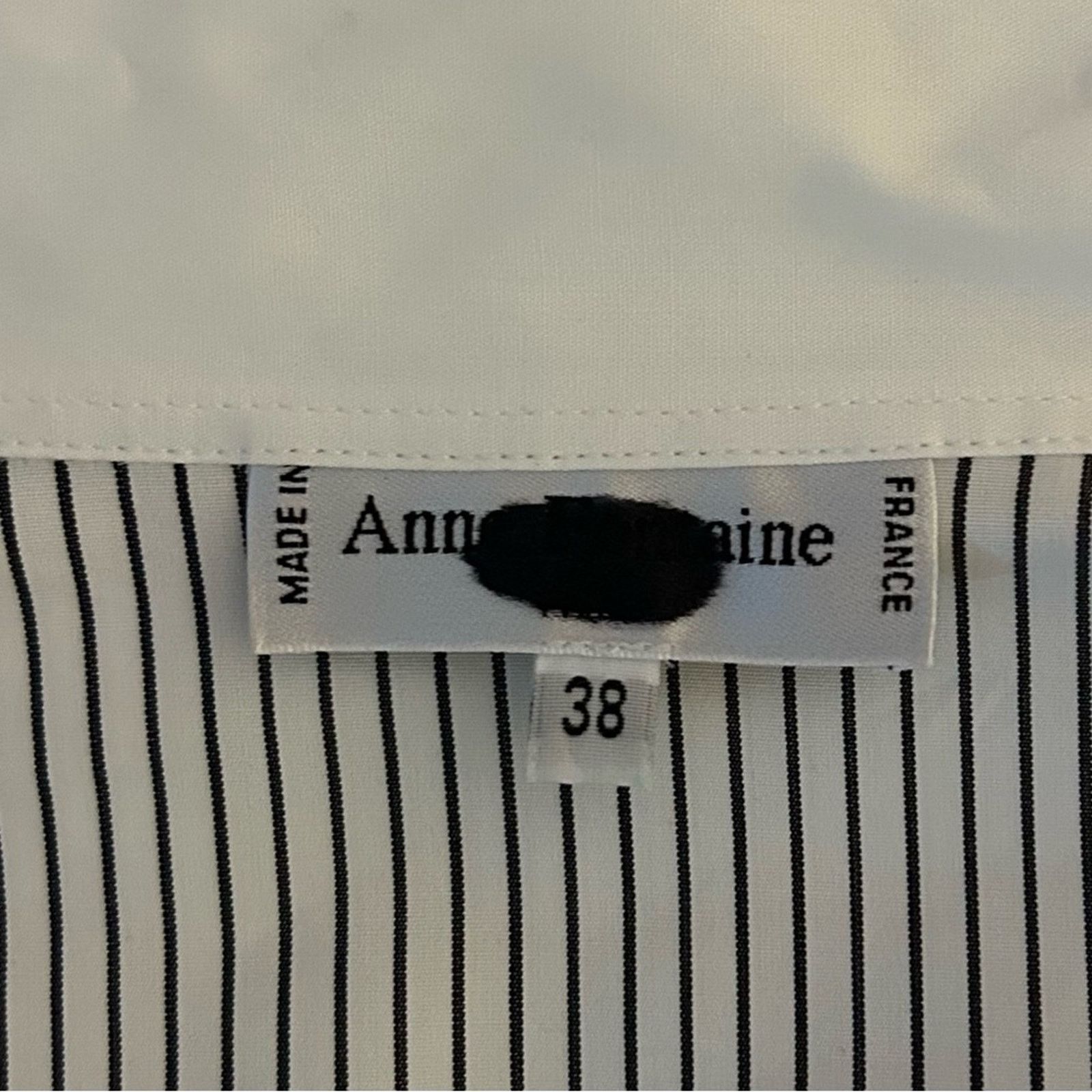 Vintage Anne Fontaine 38 Noana Split Neck Stripe Shirt Black/White Size S / US 4 / IT 40 - 3 Thumbnail