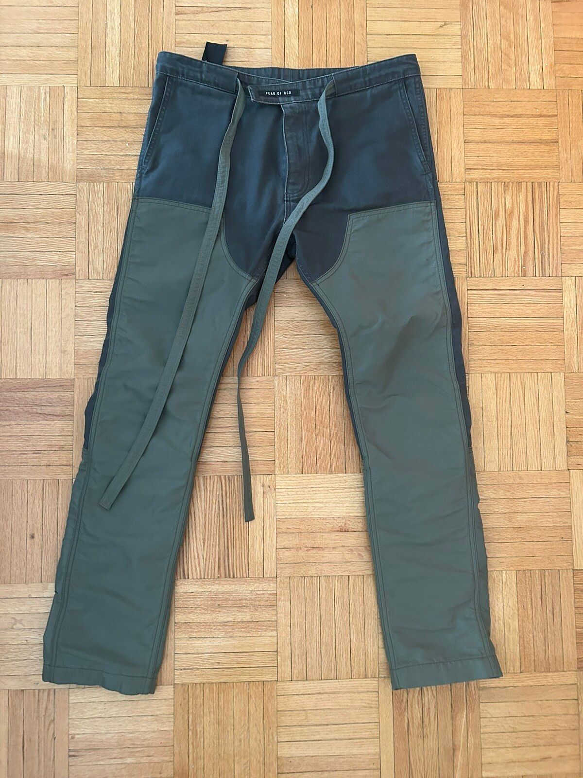 Pre-owned Fear Of God Double Front Nylon Pants M In Green