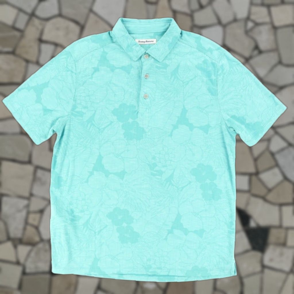 Tommy Bahama Tommy Bahama Polo Shirt Green Men's L Tencel Jacquard Floral Shirt Size US L / EU 52-54 / 3 - 1 Thumbnail