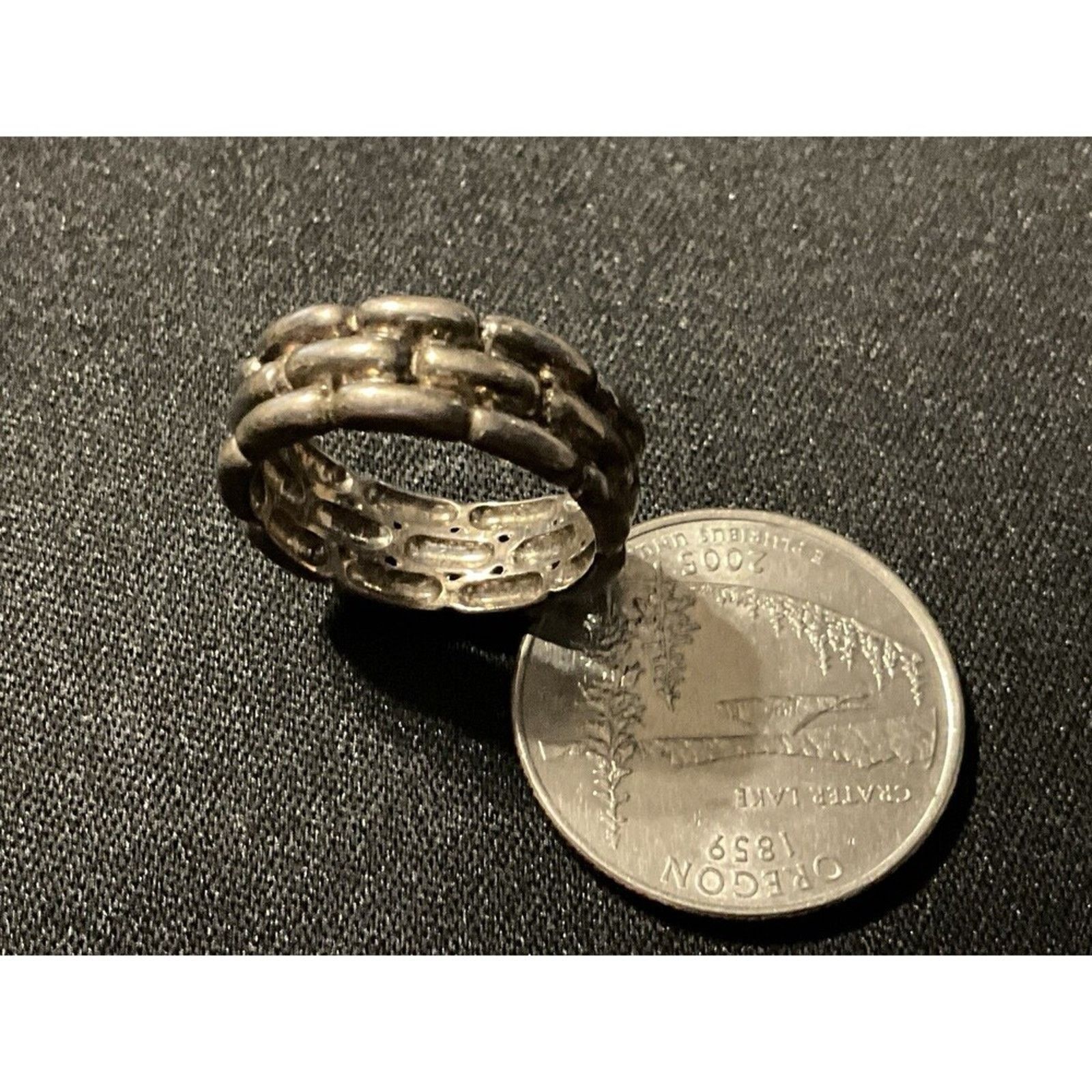 Other 925 Sterling Silver Basket Weave Ring Size 7 Size ONE SIZE - 2 Thumbnail