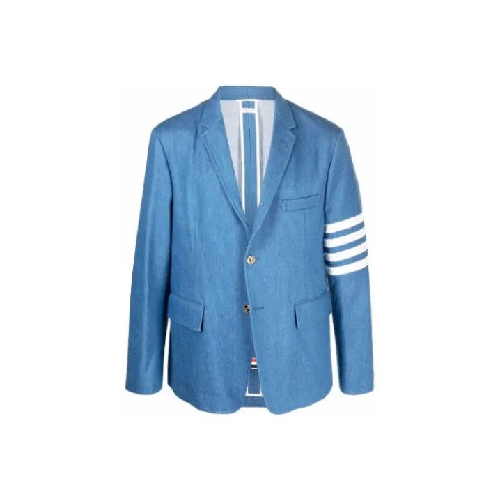 Thom Browne Thom Browne Blue Single Button Blazer for Men Size US S / EU 44-46 / 1 - 1 Thumbnail